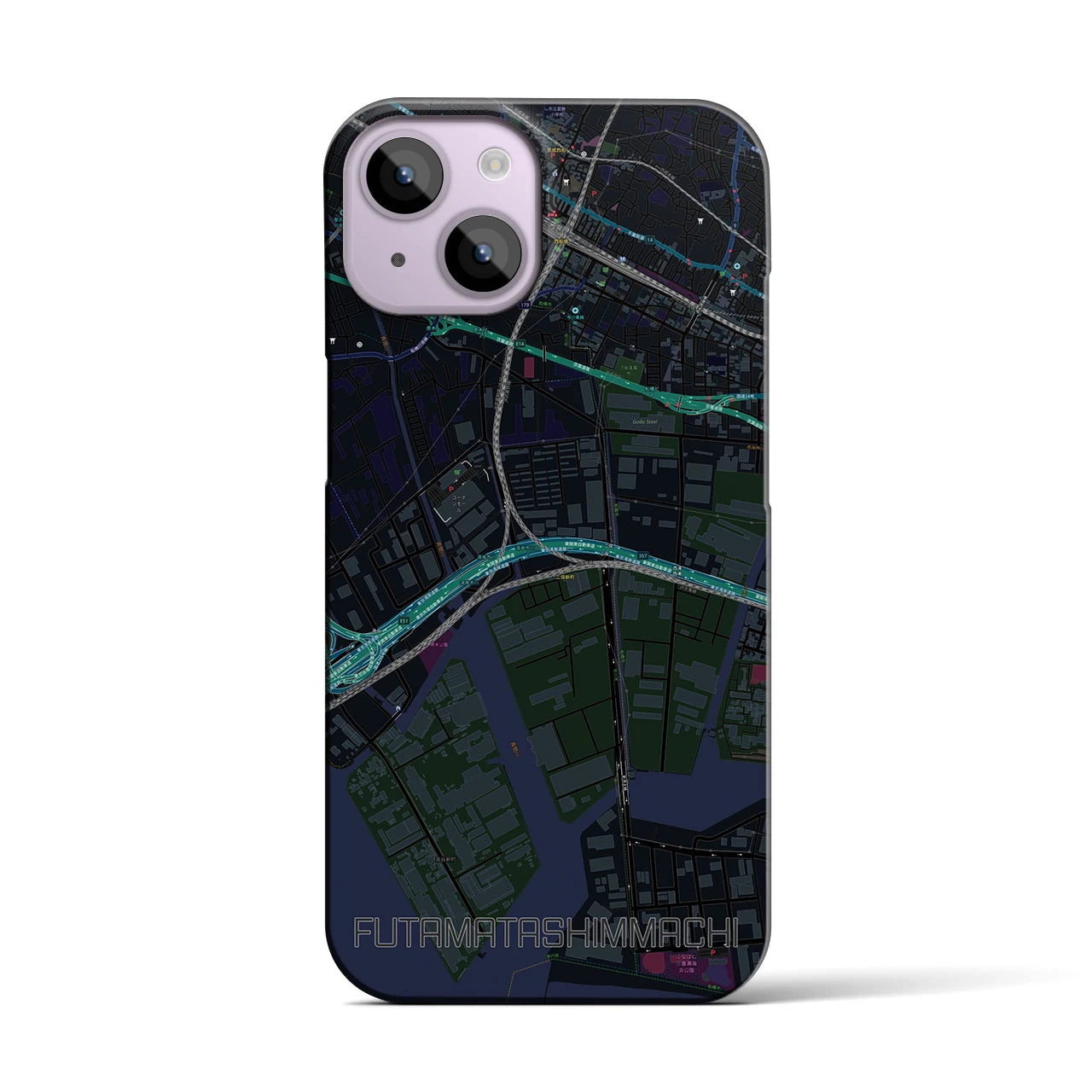 【二俣新町(千葉県)】地図柄iPhoneケース(バックカバータイプ)