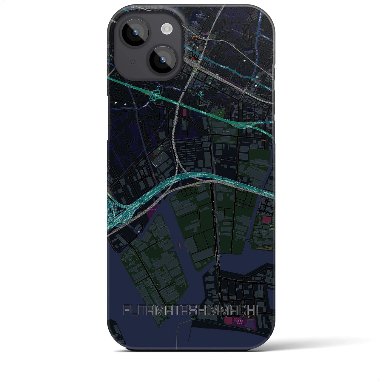 【二俣新町(千葉県)】地図柄iPhoneケース(バックカバータイプ)