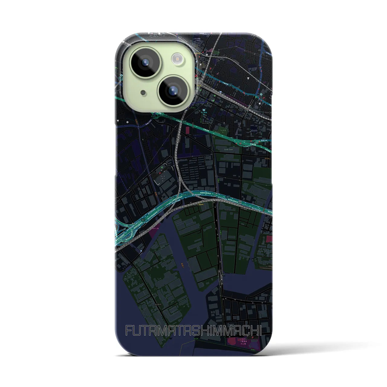 【二俣新町(千葉県)】地図柄iPhoneケース(バックカバータイプ)