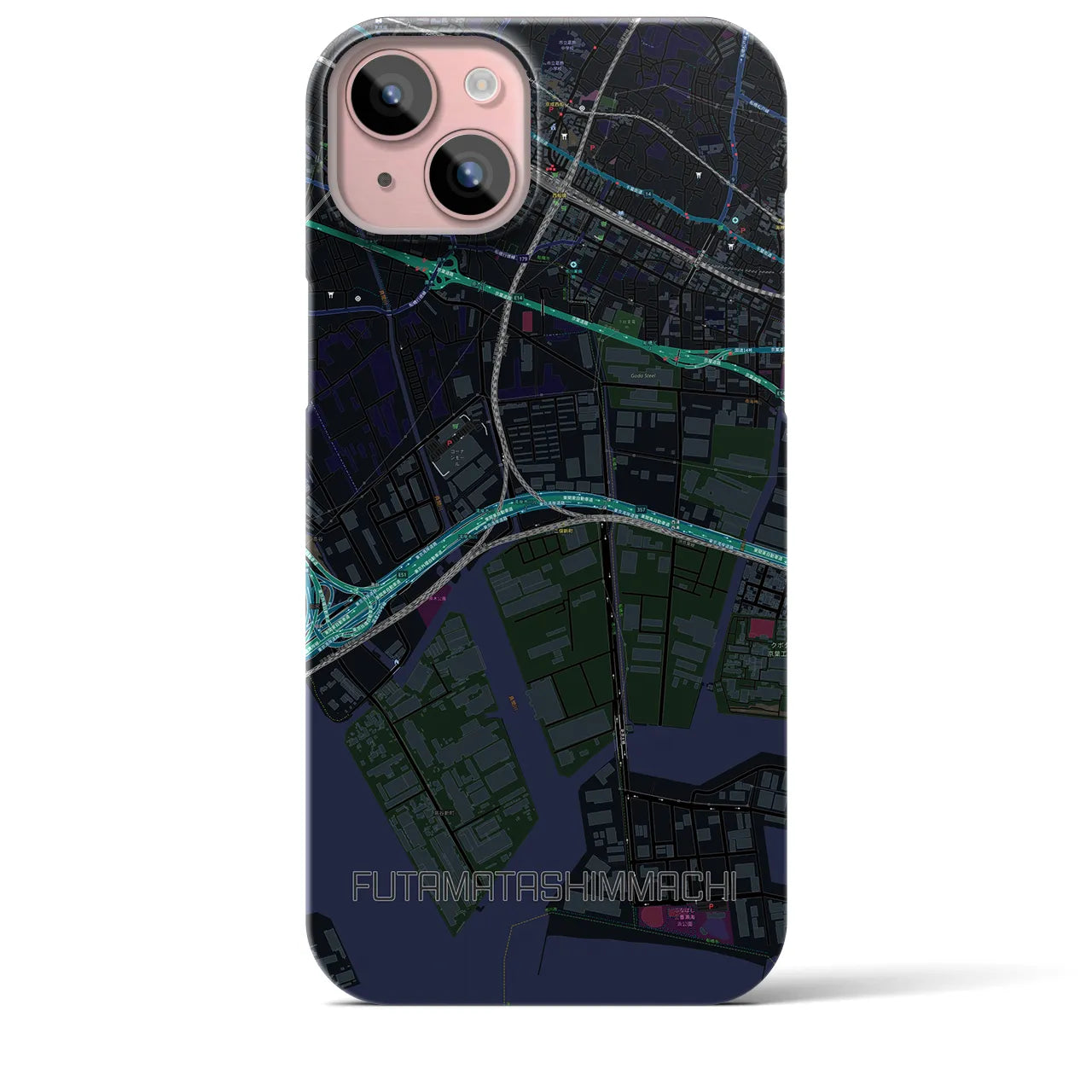 【二俣新町(千葉県)】地図柄iPhoneケース(バックカバータイプ)
