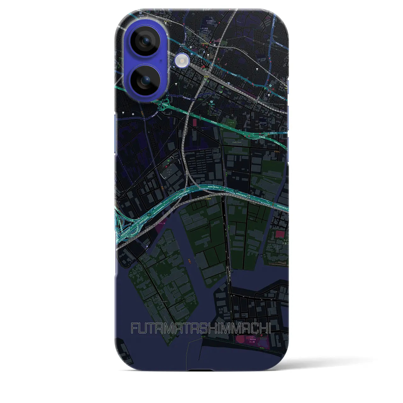 【二俣新町(千葉県)】地図柄iPhoneケース(バックカバータイプ)