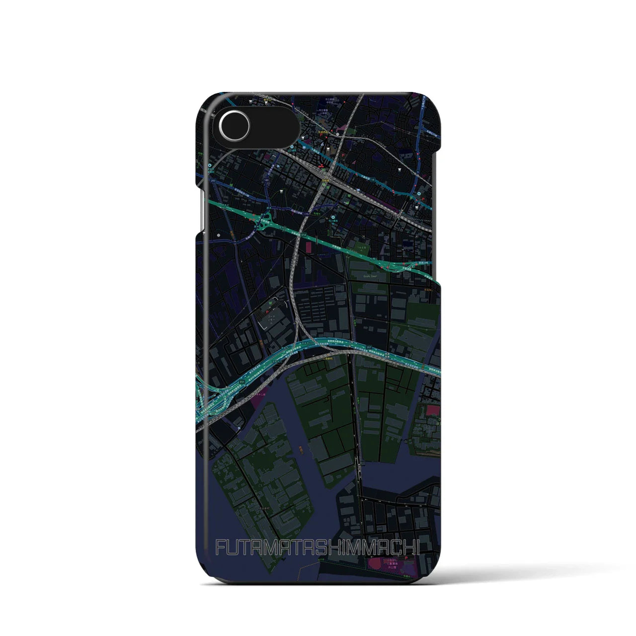 【二俣新町(千葉県)】地図柄iPhoneケース(バックカバータイプ)
