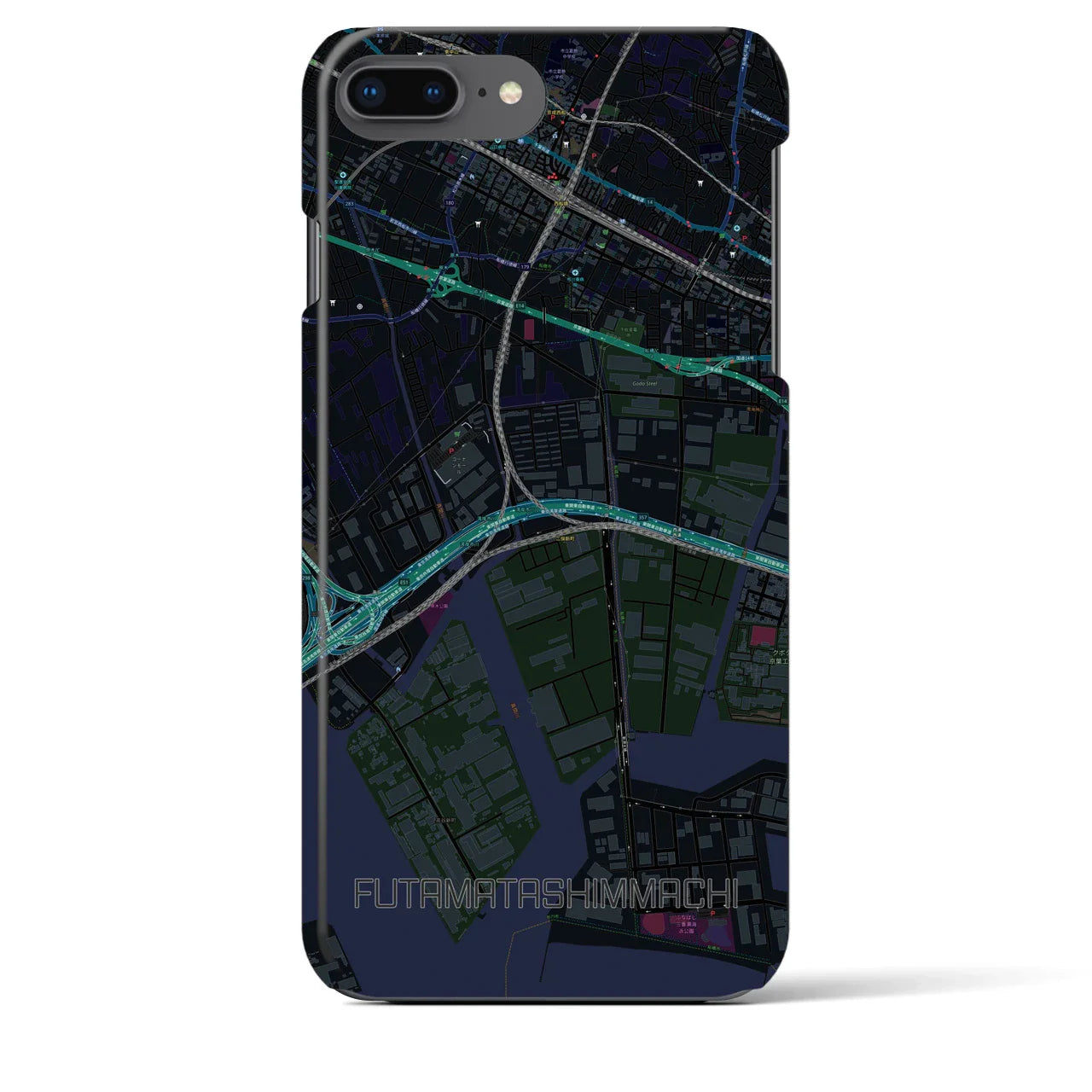 【二俣新町(千葉県)】地図柄iPhoneケース(バックカバータイプ)