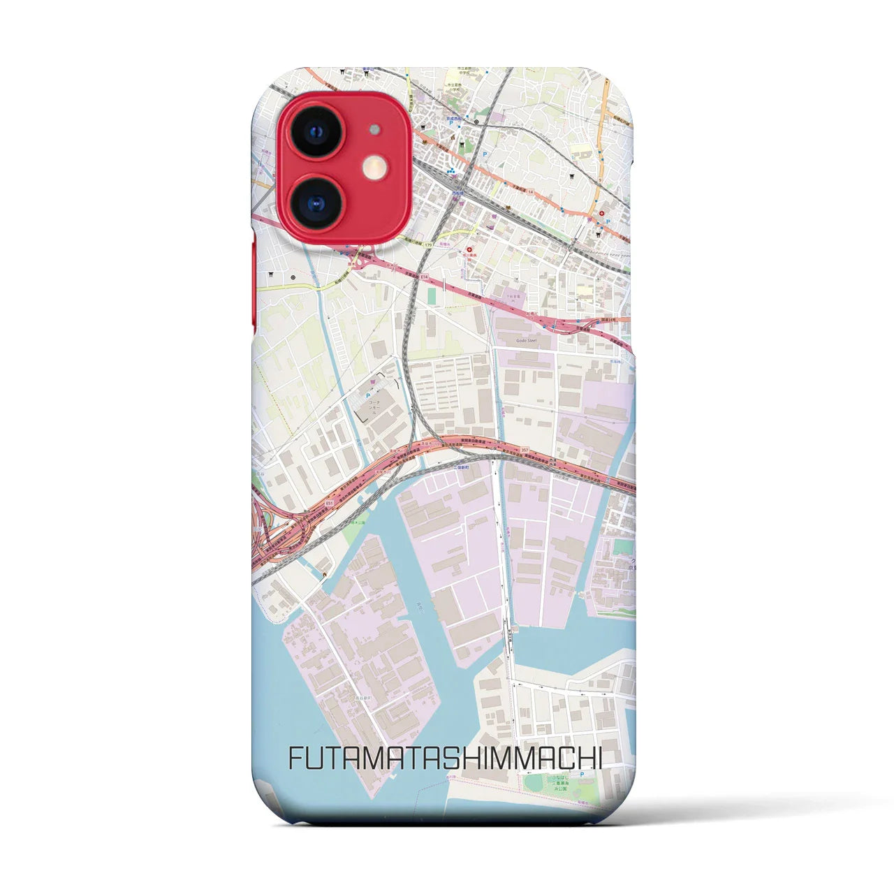【二俣新町(千葉県)】地図柄iPhoneケース(バックカバータイプ)