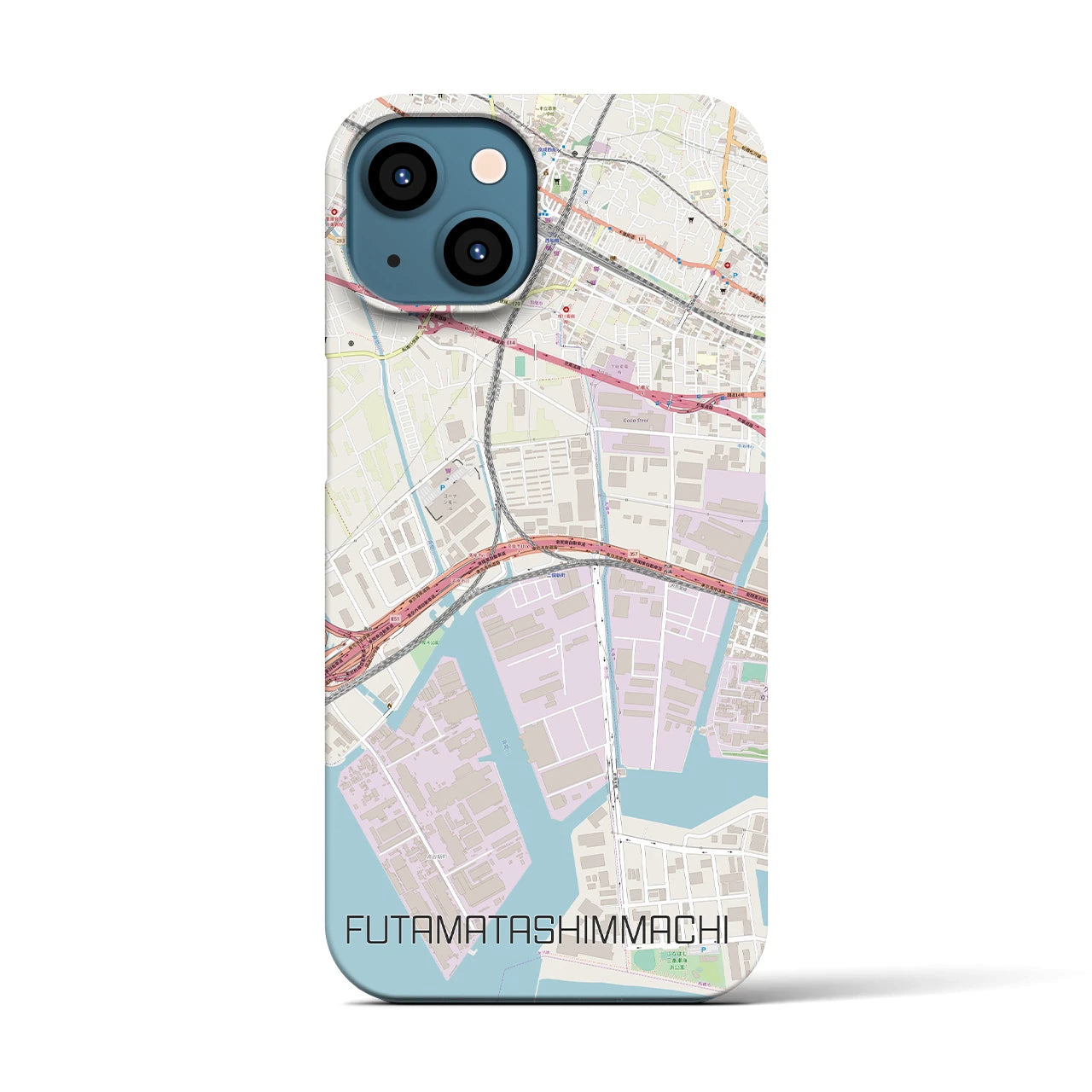 【二俣新町(千葉県)】地図柄iPhoneケース(バックカバータイプ)