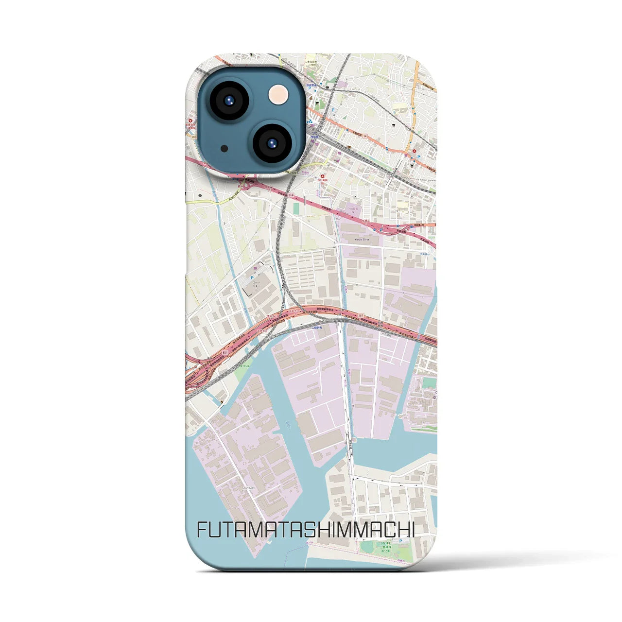 【二俣新町(千葉県)】地図柄iPhoneケース(バックカバータイプ)