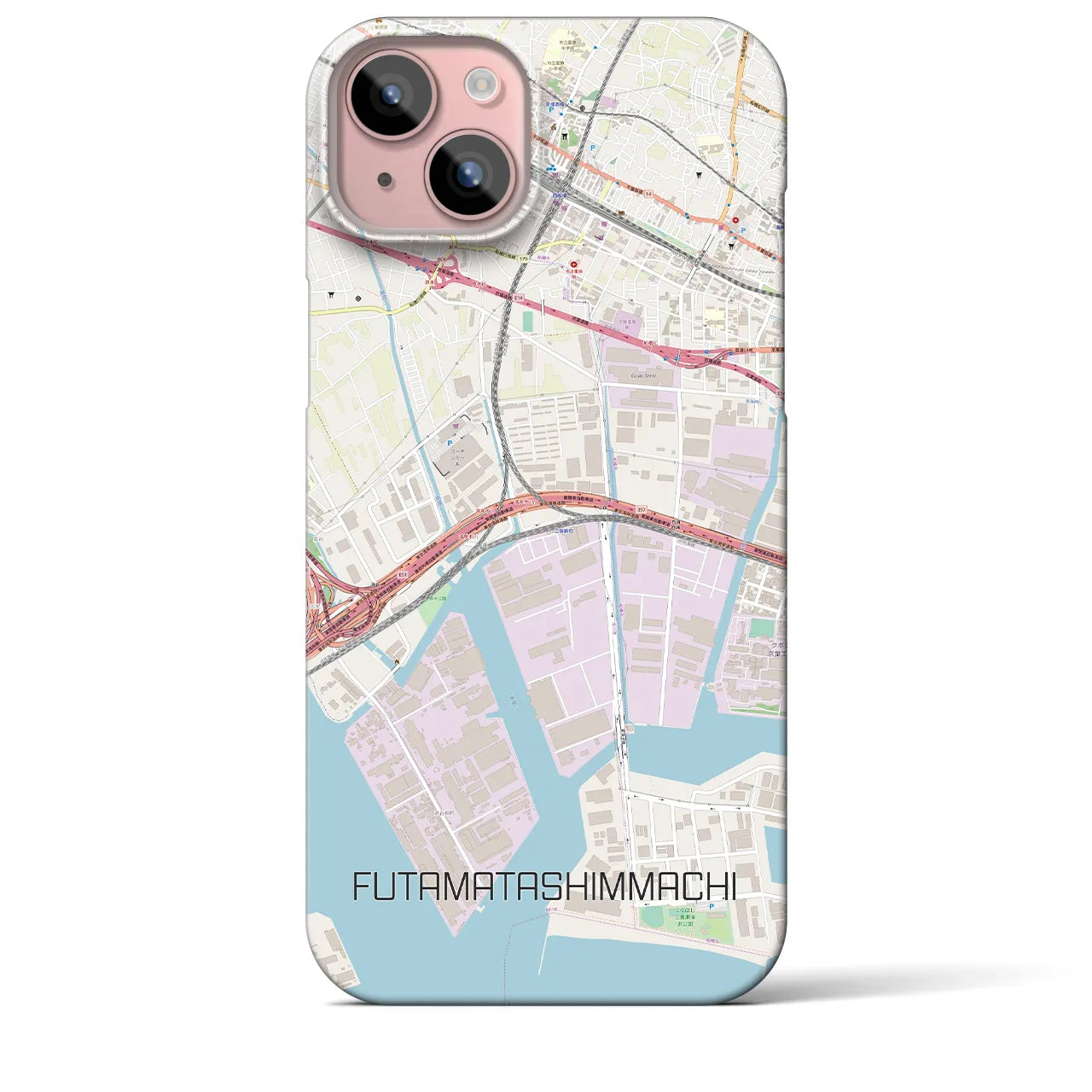 【二俣新町(千葉県)】地図柄iPhoneケース(バックカバータイプ)