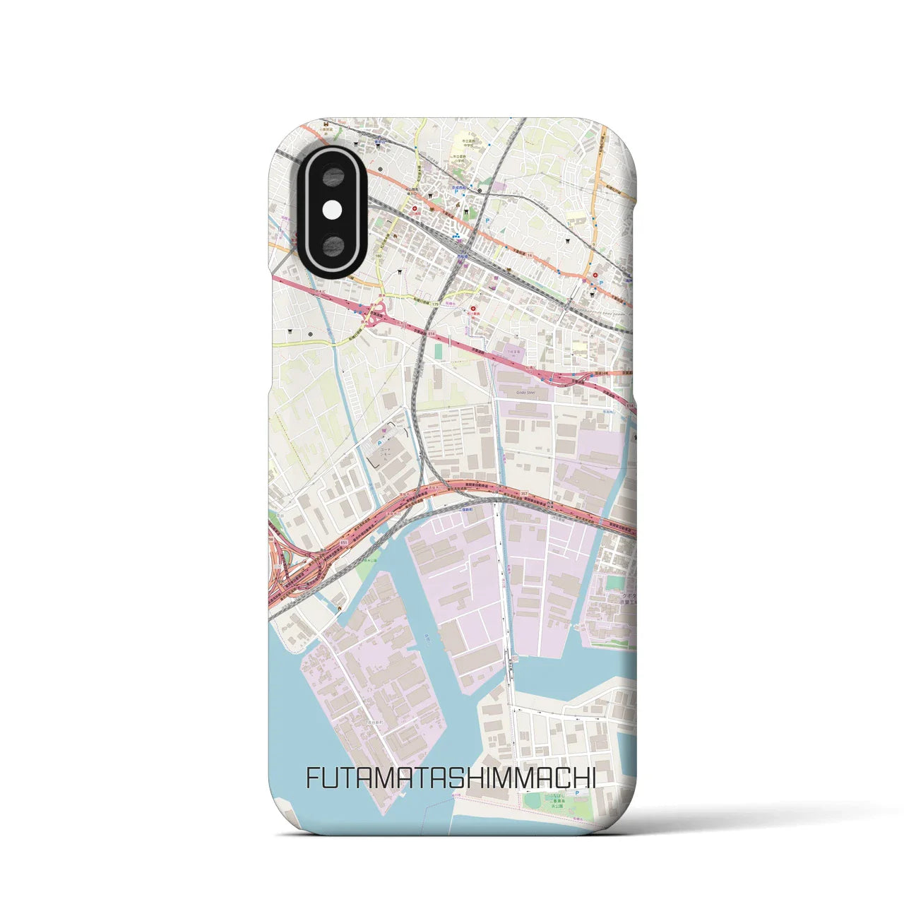 【二俣新町(千葉県)】地図柄iPhoneケース(バックカバータイプ)