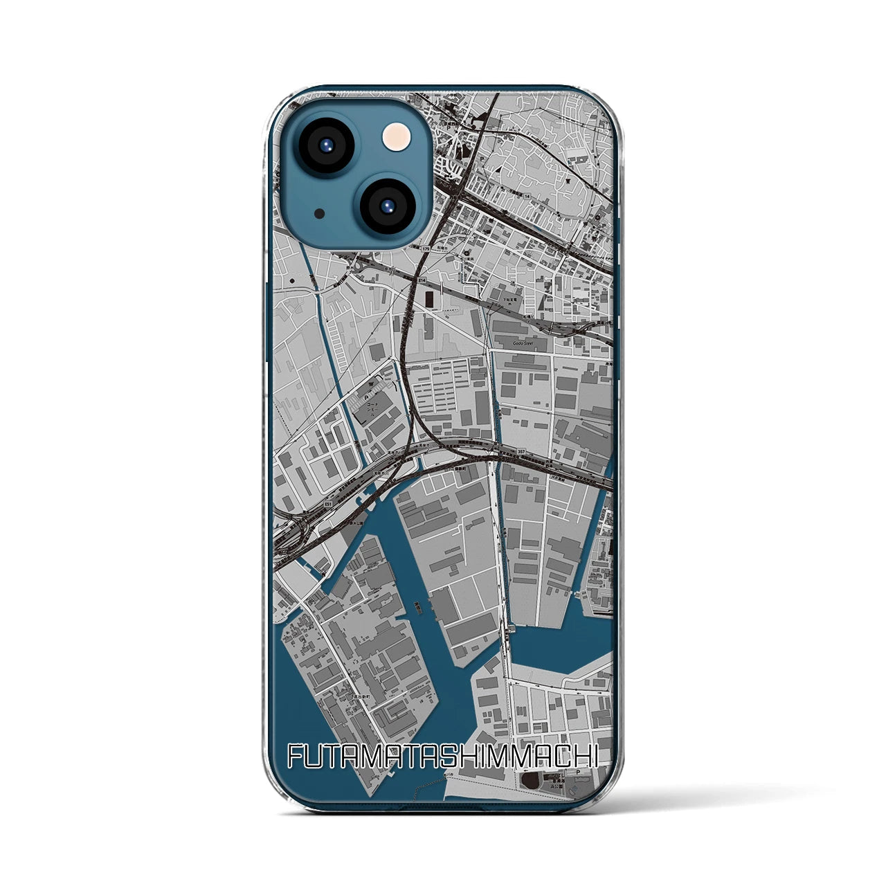【二俣新町(千葉県)】地図柄iPhoneケース(クリアタイプ)