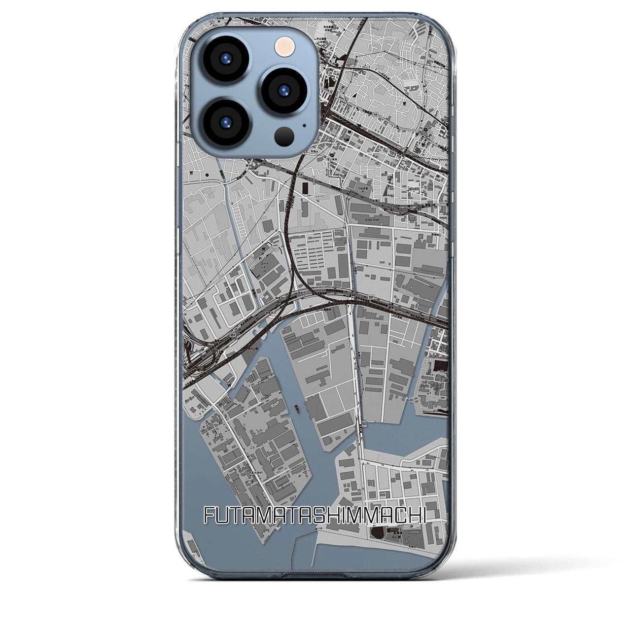 【二俣新町(千葉県)】地図柄iPhoneケース(クリアタイプ)