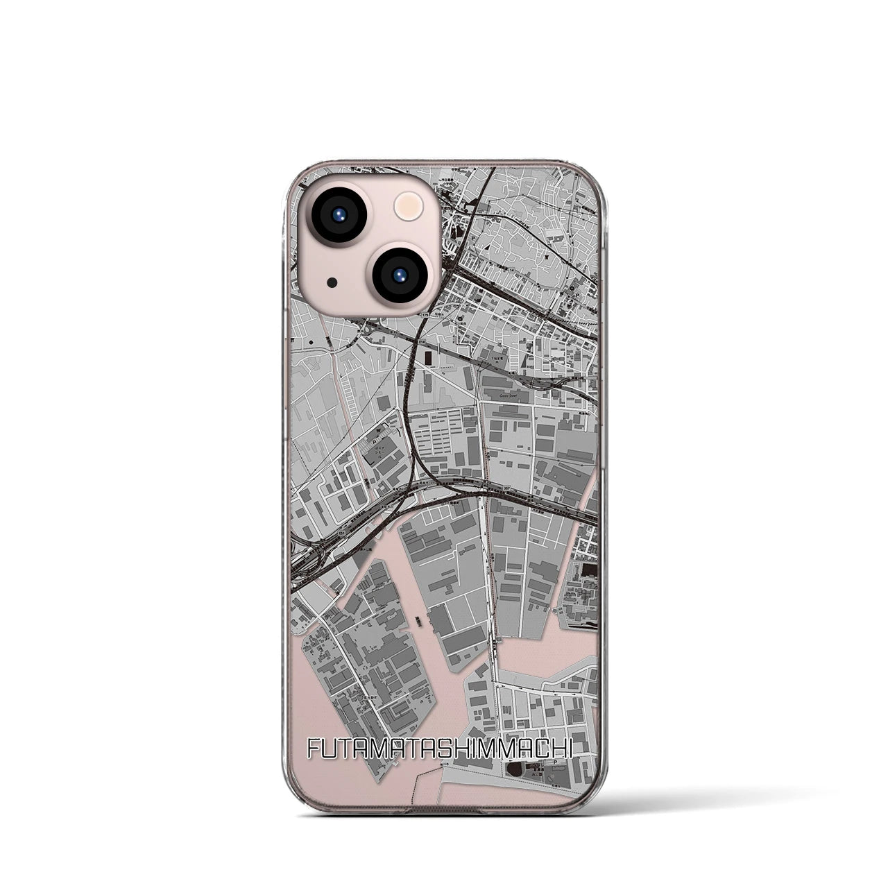 【二俣新町(千葉県)】地図柄iPhoneケース(クリアタイプ)