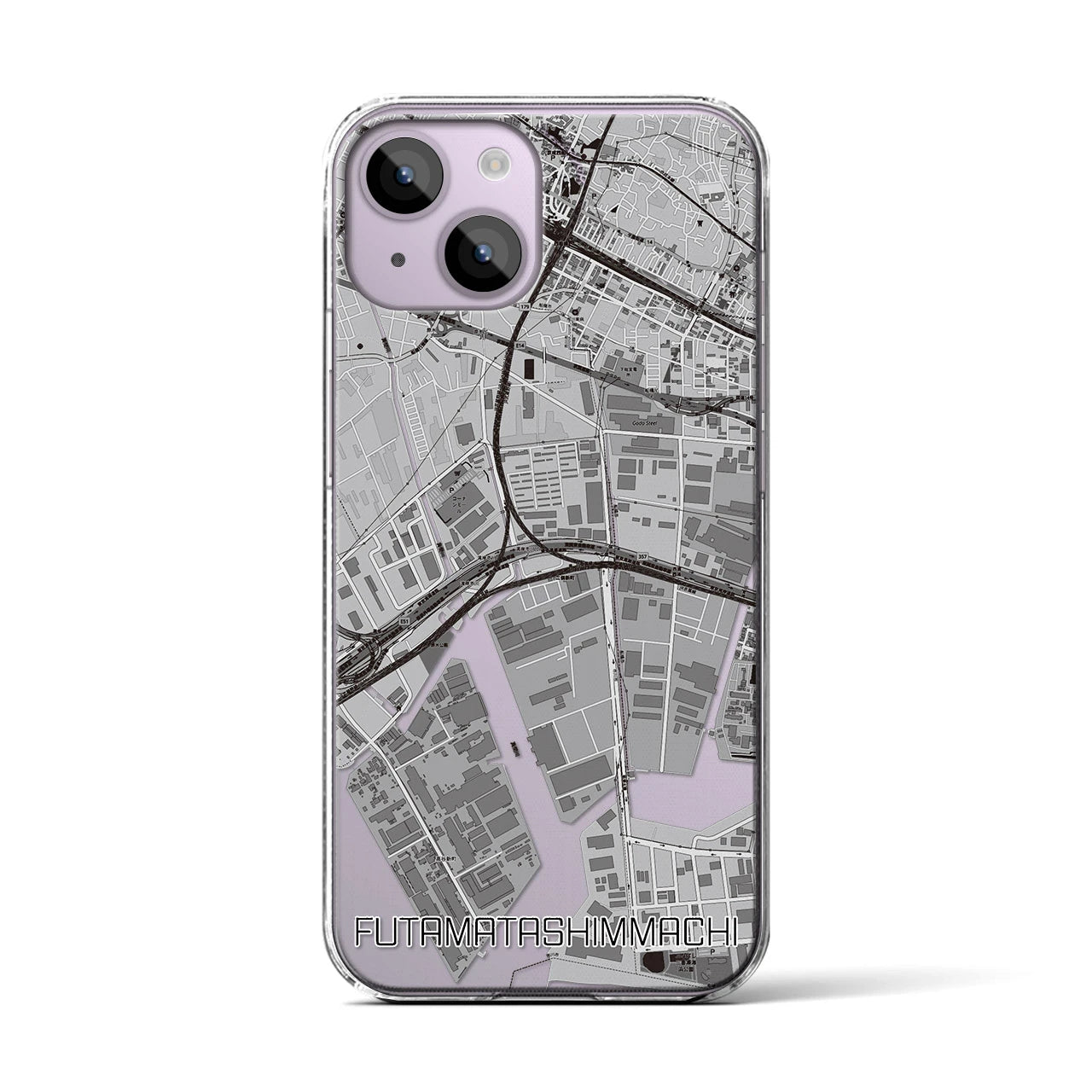 【二俣新町(千葉県)】地図柄iPhoneケース(クリアタイプ)