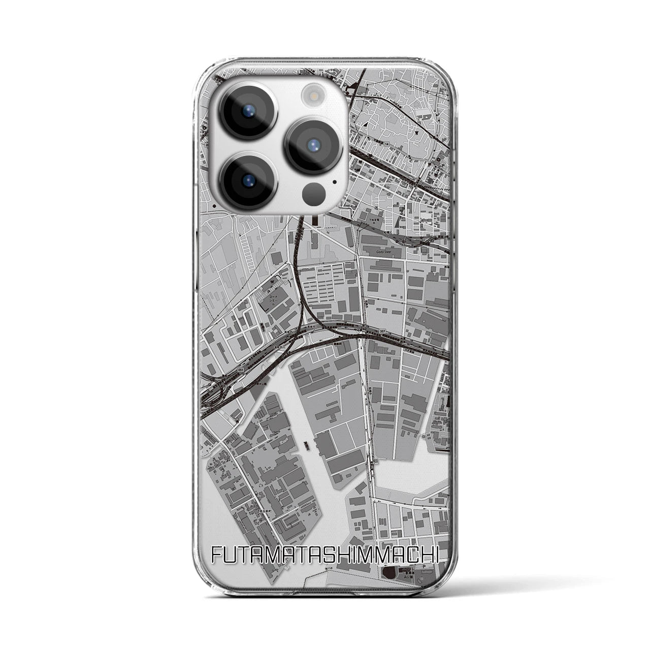 【二俣新町(千葉県)】地図柄iPhoneケース(クリアタイプ)