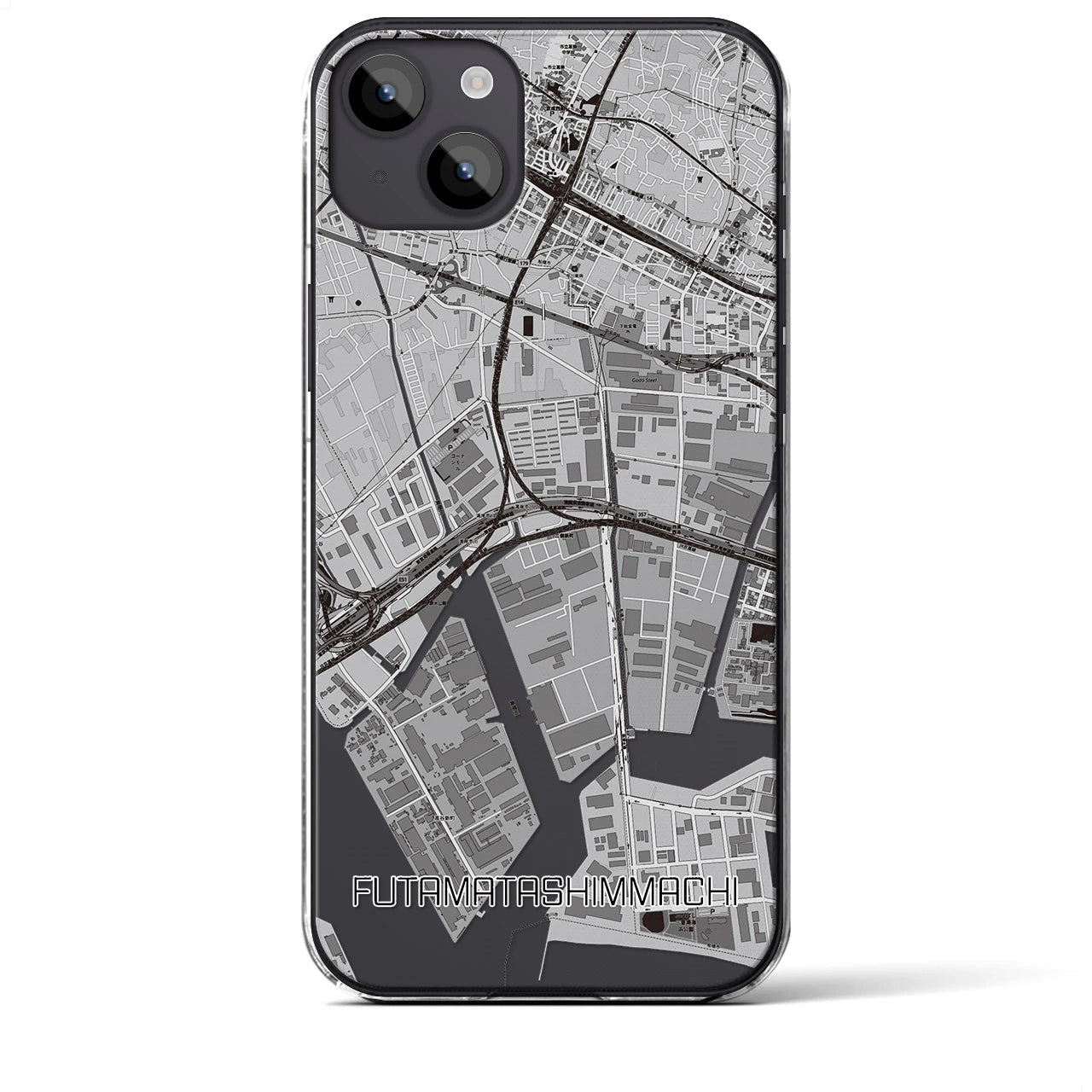 【二俣新町(千葉県)】地図柄iPhoneケース(クリアタイプ)