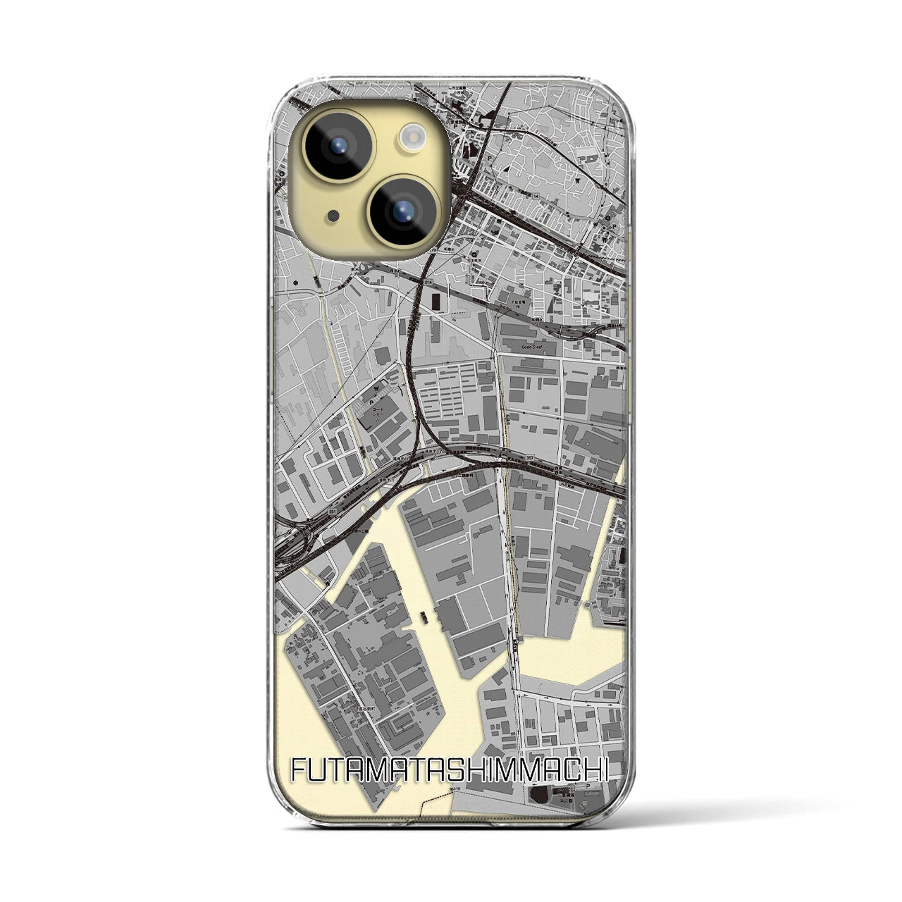 【二俣新町(千葉県)】地図柄iPhoneケース(クリアタイプ)