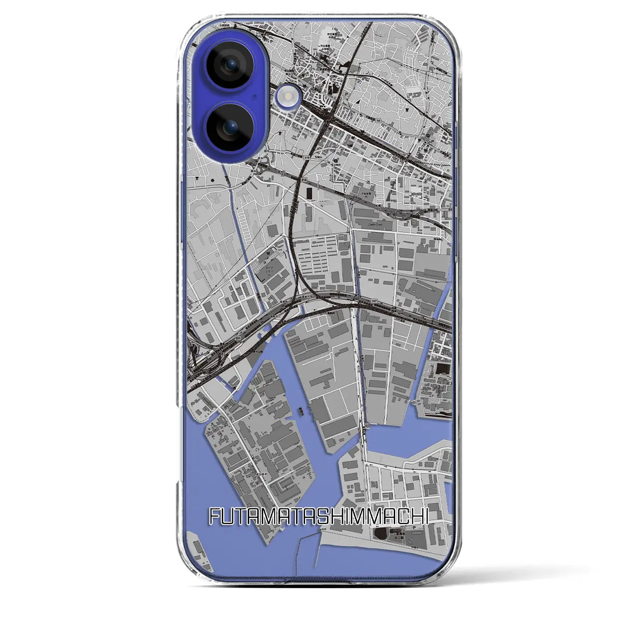 【二俣新町(千葉県)】地図柄iPhoneケース(クリアタイプ)