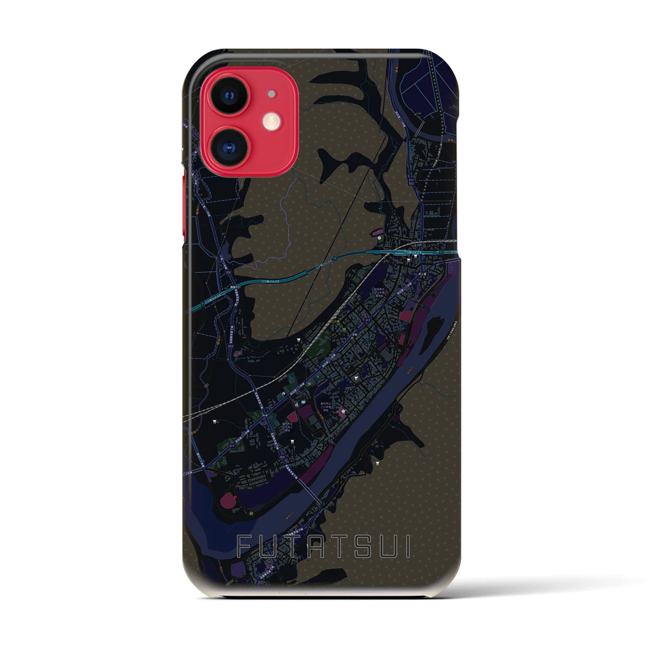 【二ツ井(秋田県)】地図柄iPhoneケース(バックカバータイプ)