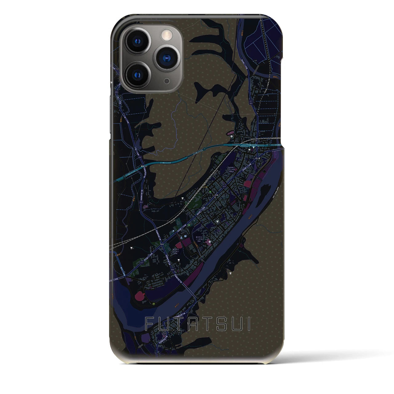 【二ツ井(秋田県)】地図柄iPhoneケース(バックカバータイプ)