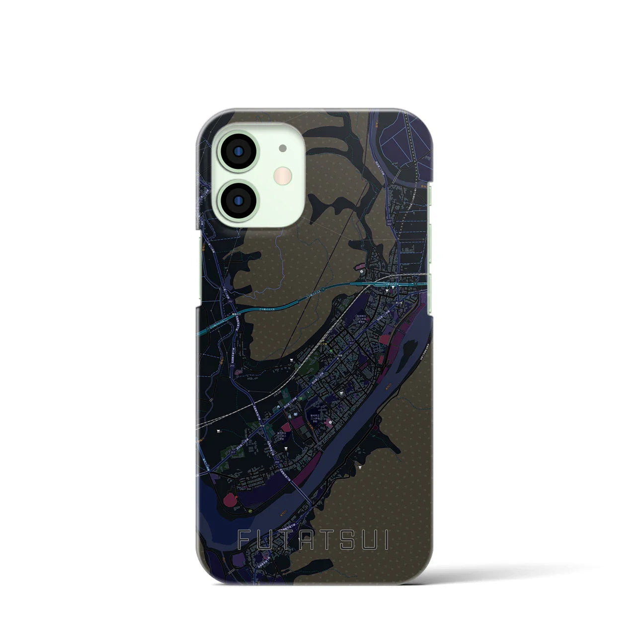 【二ツ井(秋田県)】地図柄iPhoneケース(バックカバータイプ)
