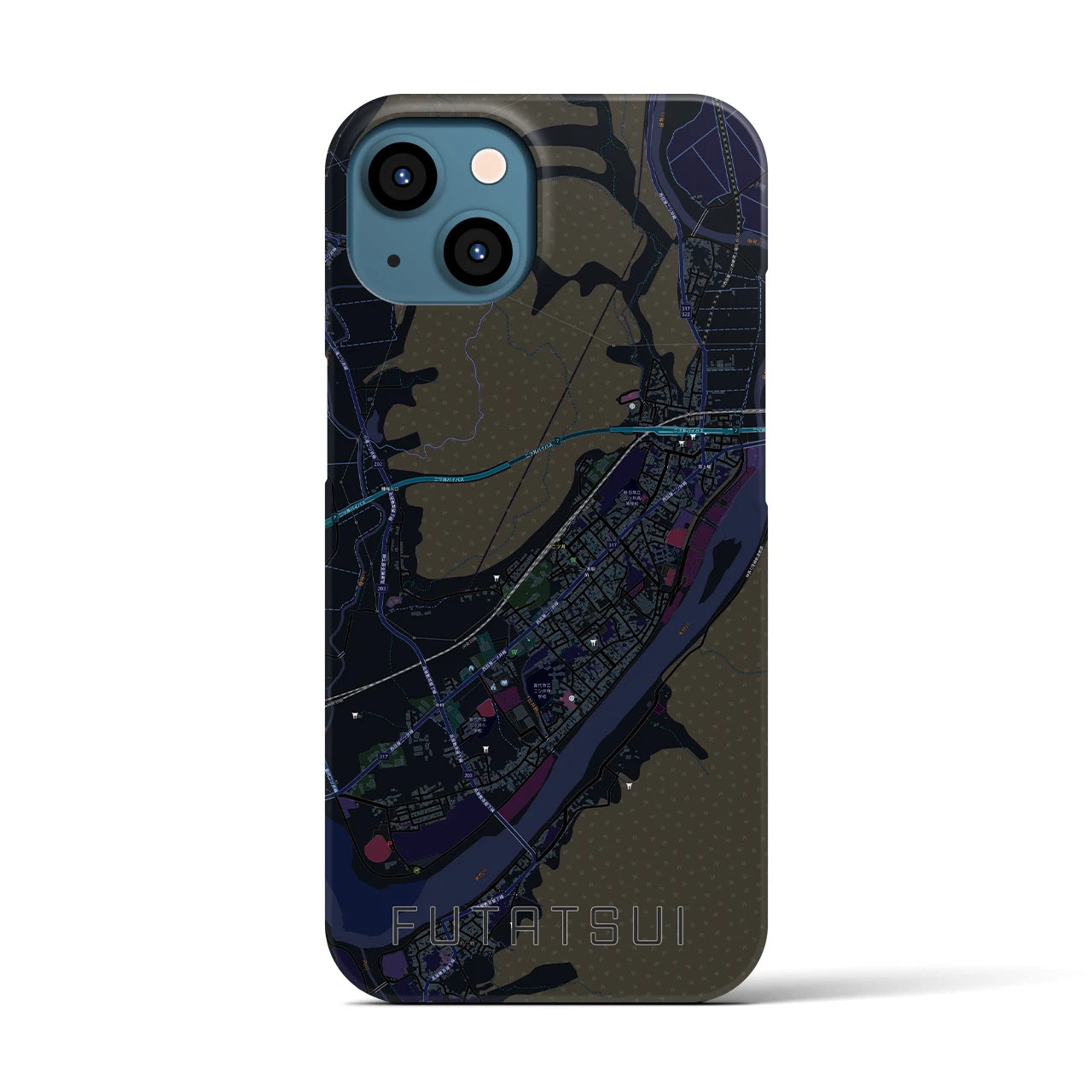 【二ツ井(秋田県)】地図柄iPhoneケース(バックカバータイプ)