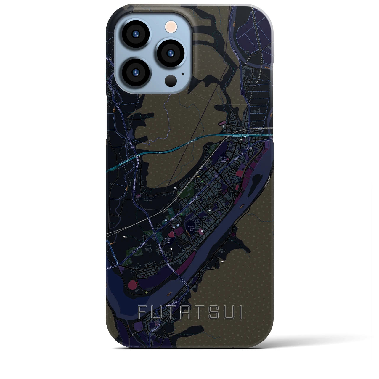 【二ツ井(秋田県)】地図柄iPhoneケース(バックカバータイプ)