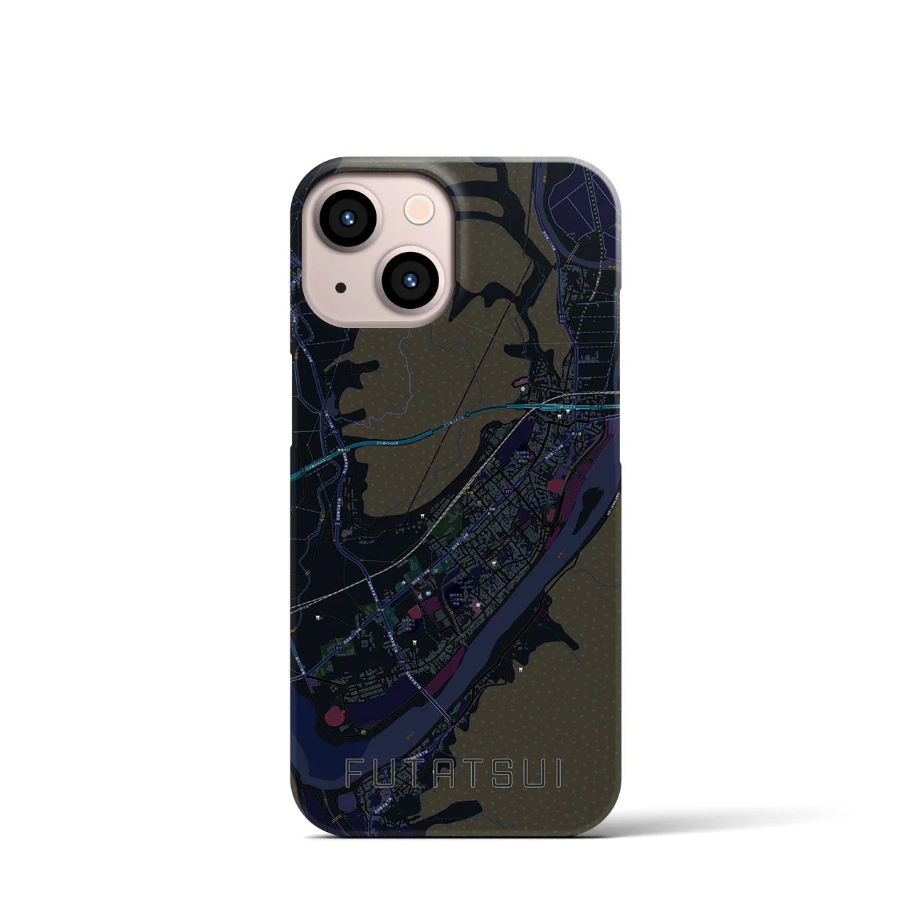 【二ツ井(秋田県)】地図柄iPhoneケース(バックカバータイプ)