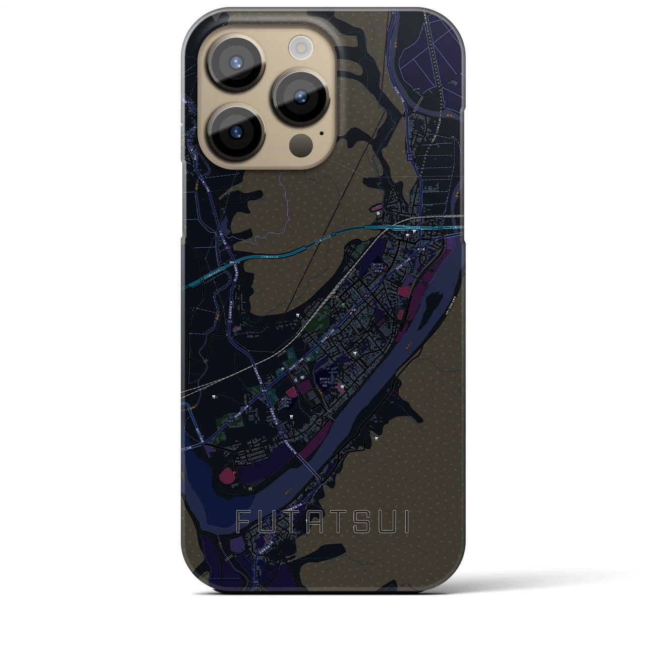 【二ツ井(秋田県)】地図柄iPhoneケース(バックカバータイプ)