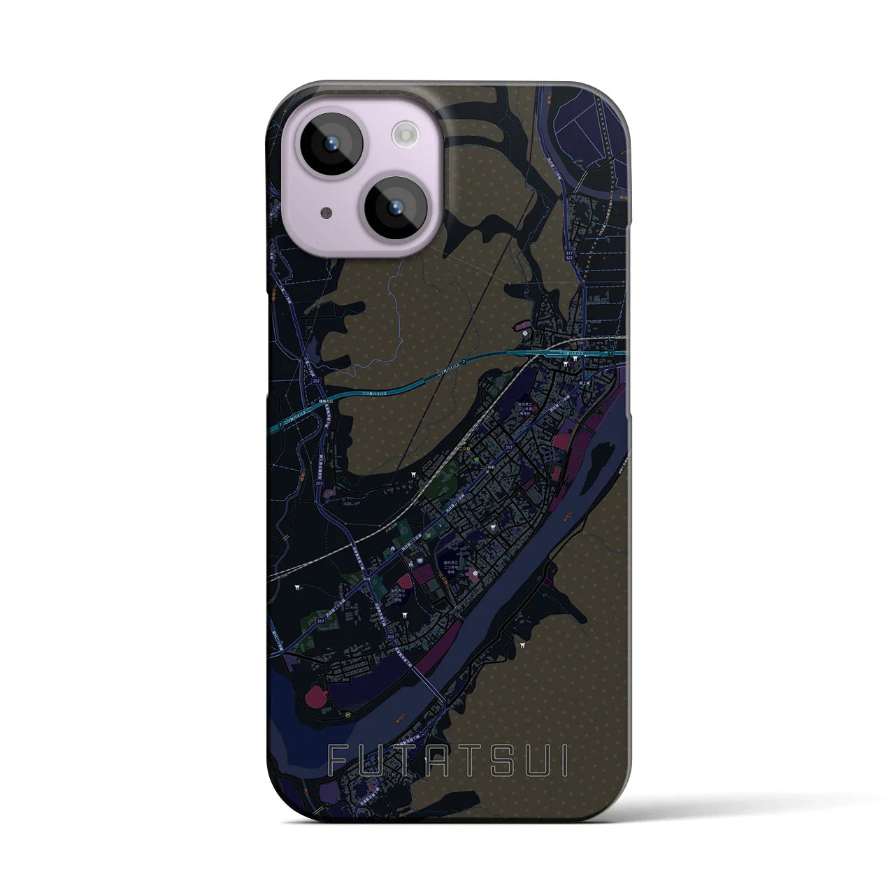 【二ツ井(秋田県)】地図柄iPhoneケース(バックカバータイプ)