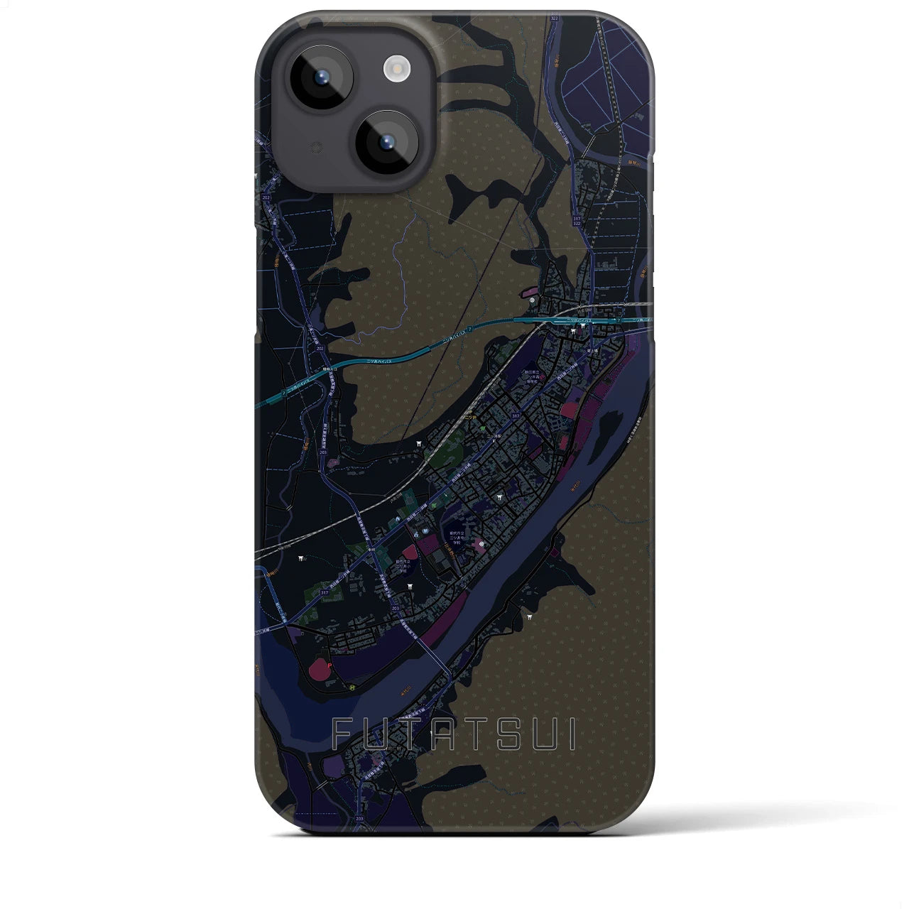 【二ツ井(秋田県)】地図柄iPhoneケース(バックカバータイプ)