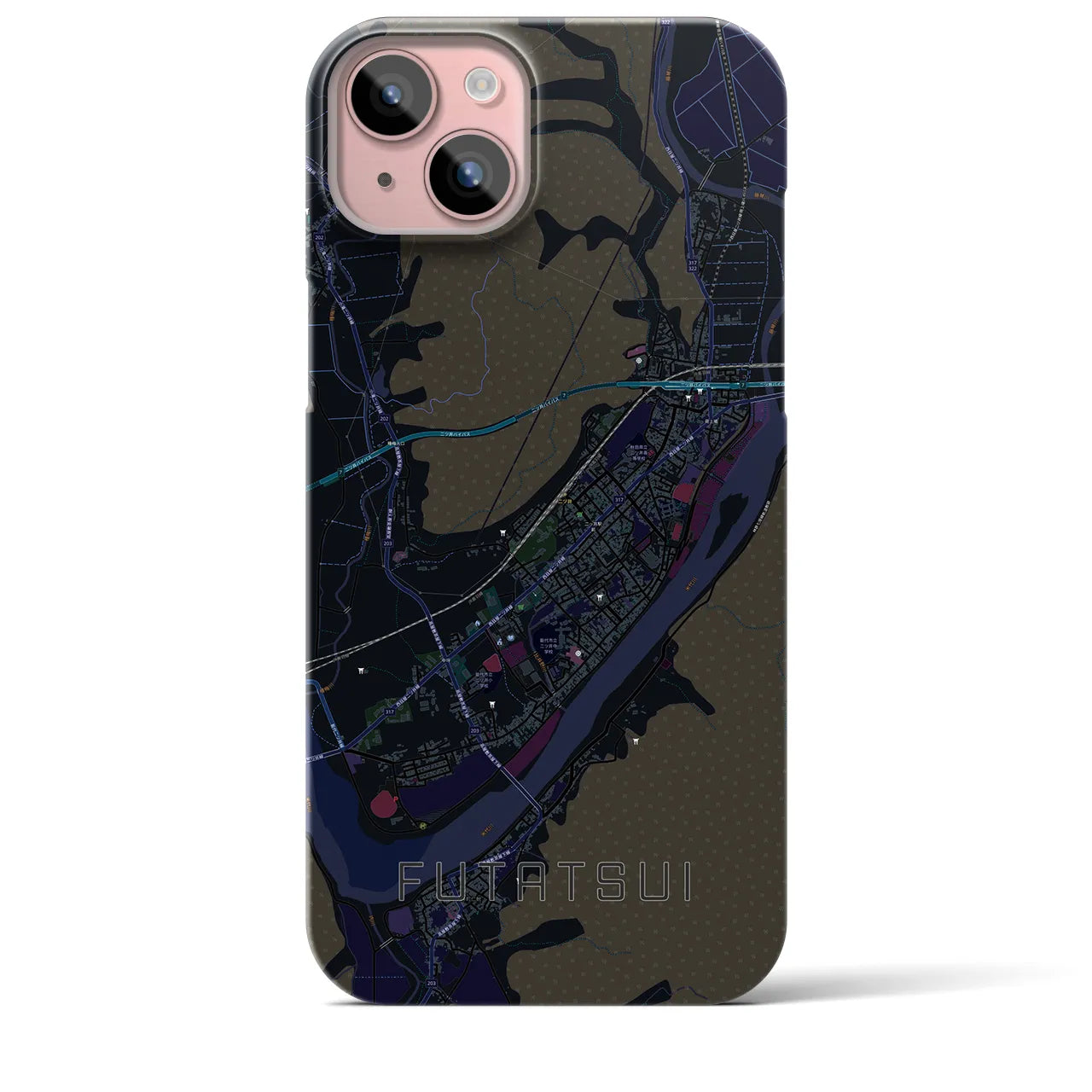 【二ツ井(秋田県)】地図柄iPhoneケース(バックカバータイプ)