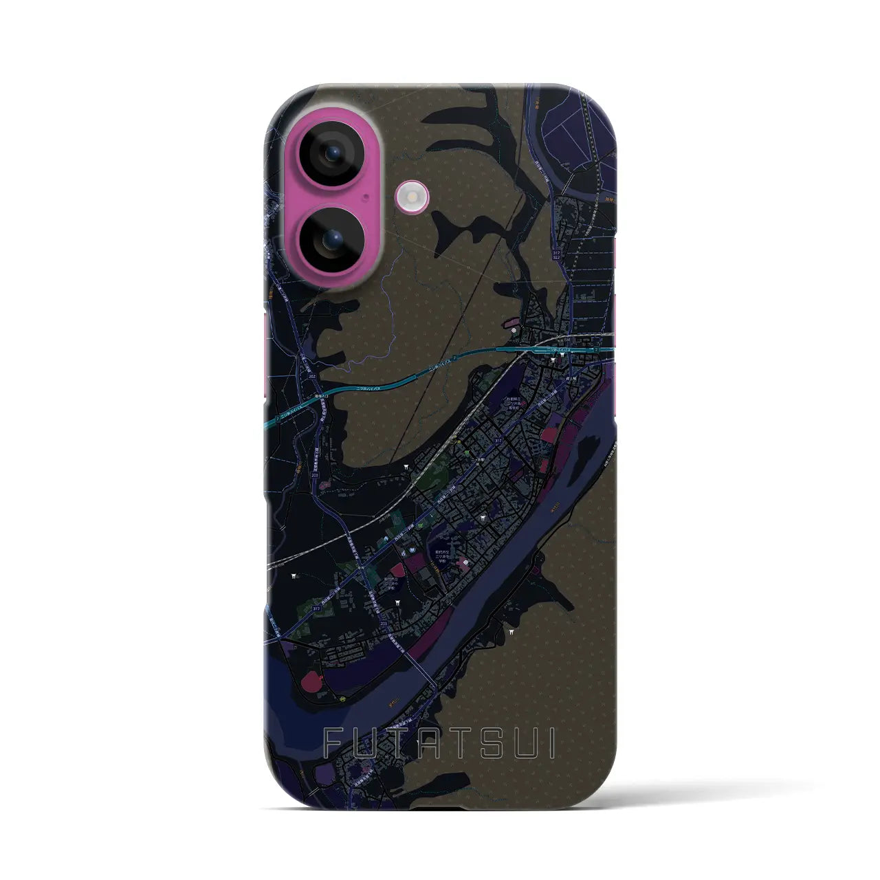 【二ツ井(秋田県)】地図柄iPhoneケース(バックカバータイプ)