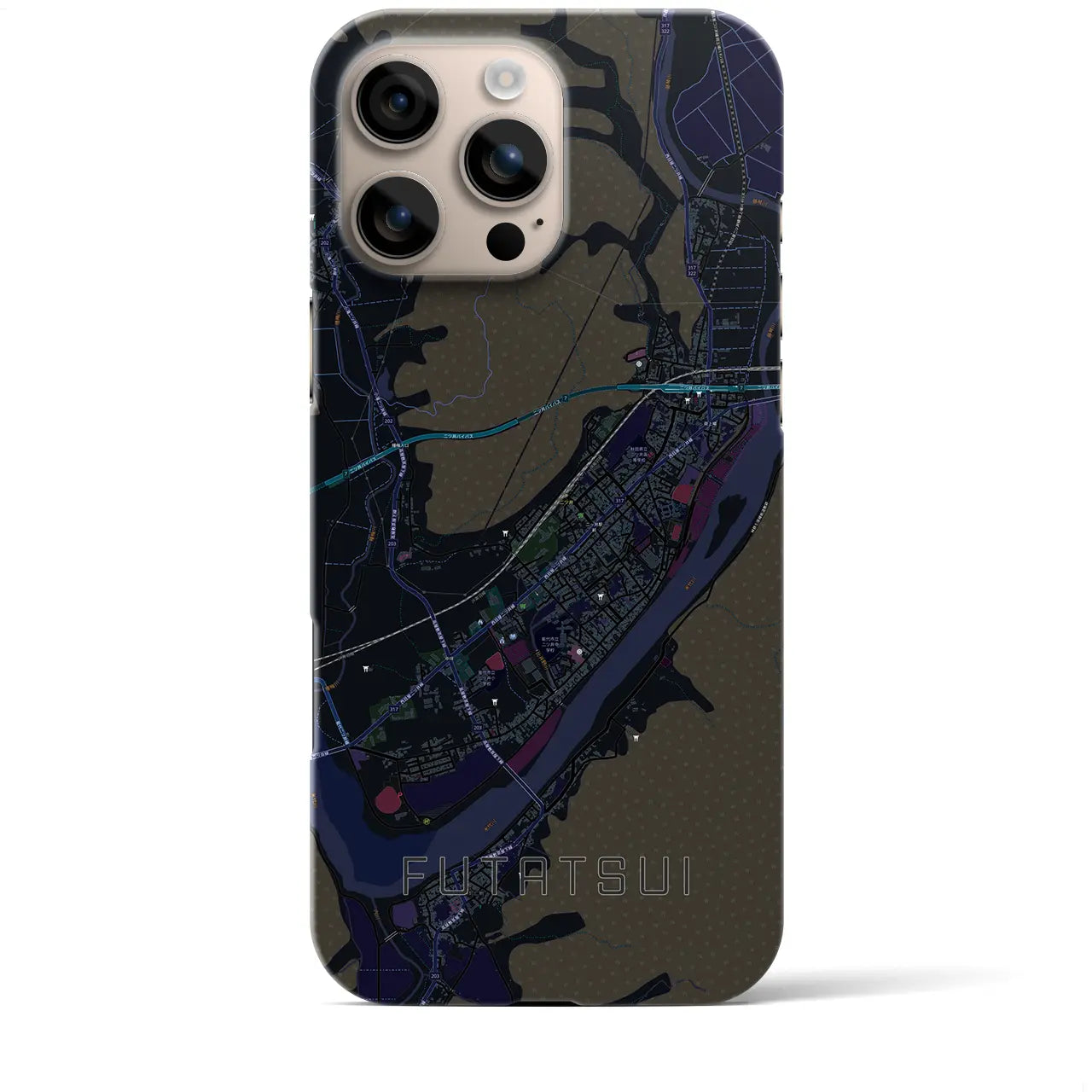 【二ツ井(秋田県)】地図柄iPhoneケース(バックカバータイプ)