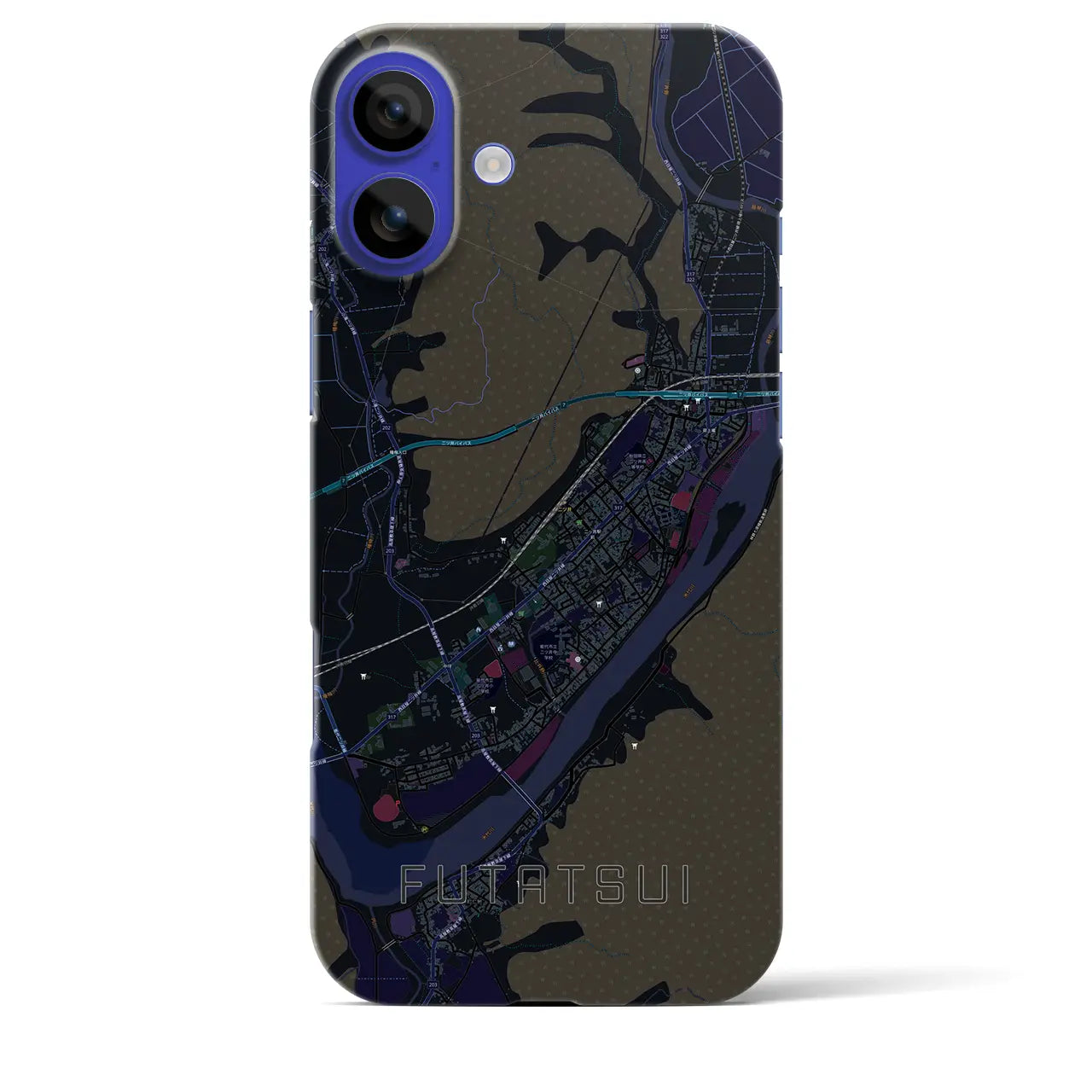 【二ツ井(秋田県)】地図柄iPhoneケース(バックカバータイプ)