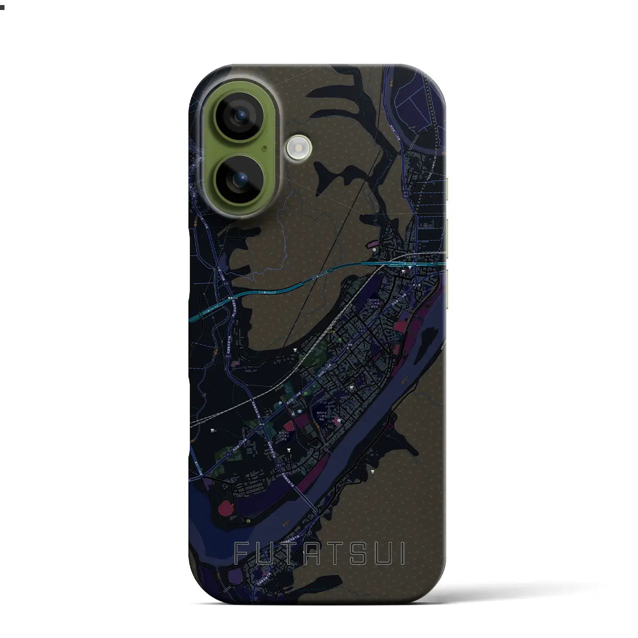 【二ツ井(秋田県)】地図柄iPhoneケース(バックカバータイプ)