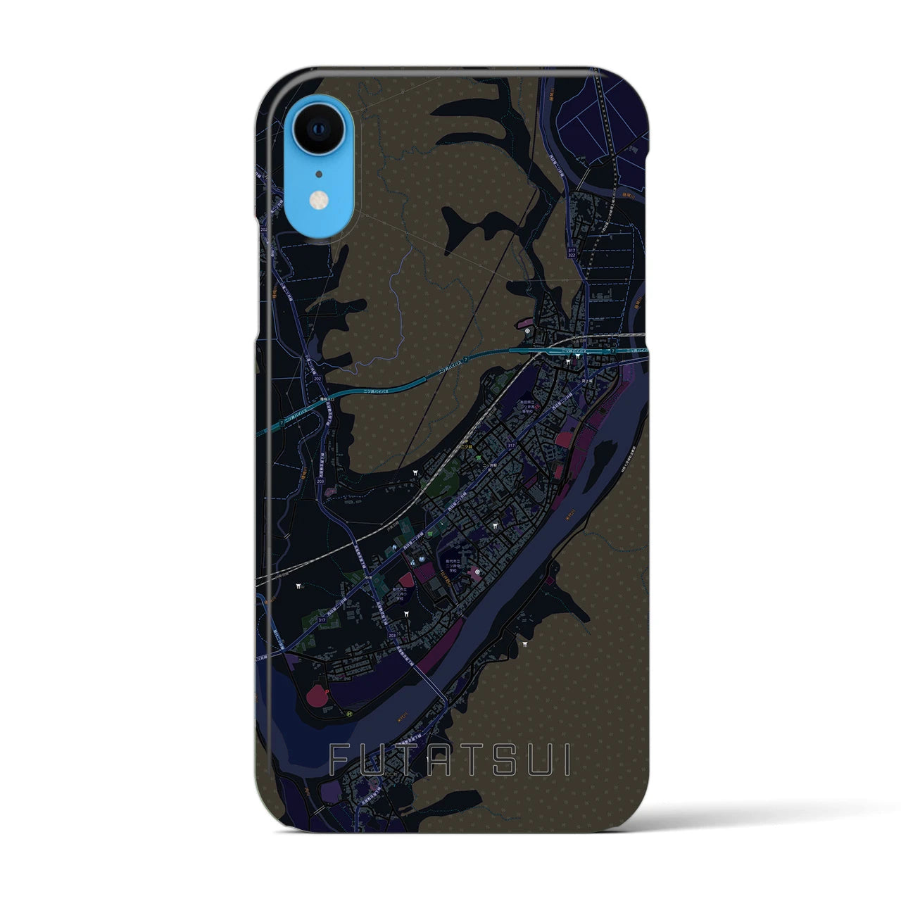 【二ツ井(秋田県)】地図柄iPhoneケース(バックカバータイプ)