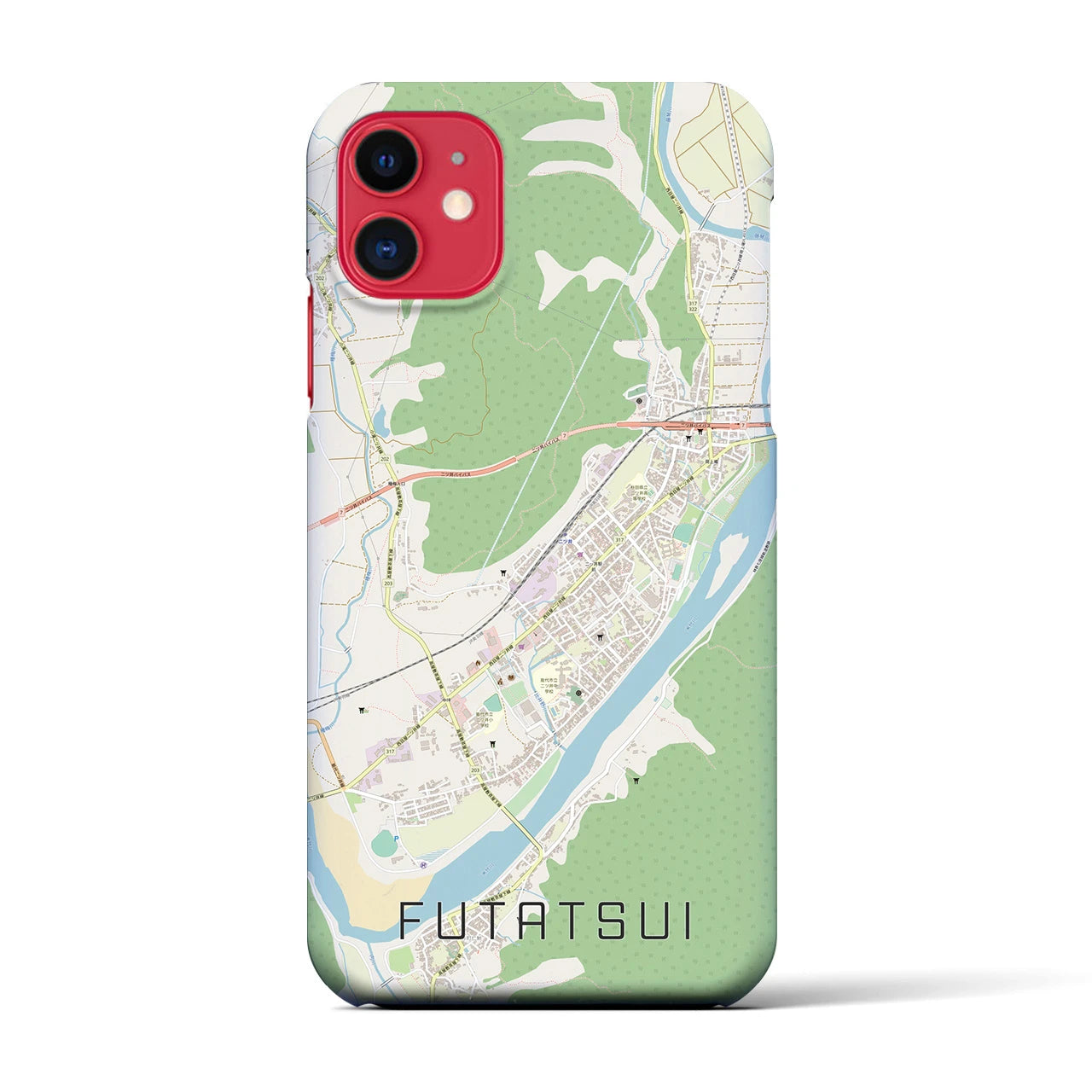 【二ツ井(秋田県)】地図柄iPhoneケース(バックカバータイプ)