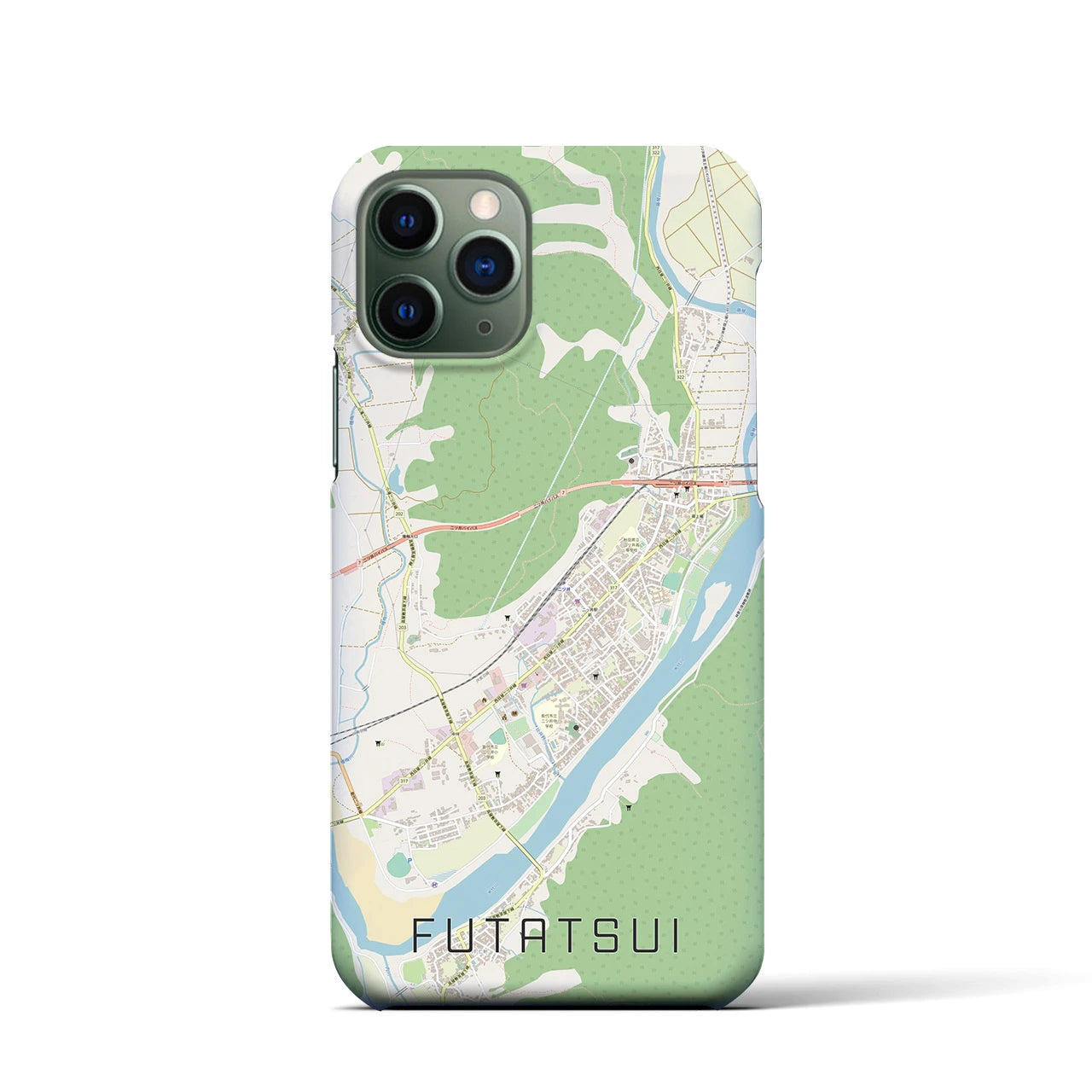 【二ツ井(秋田県)】地図柄iPhoneケース(バックカバータイプ)