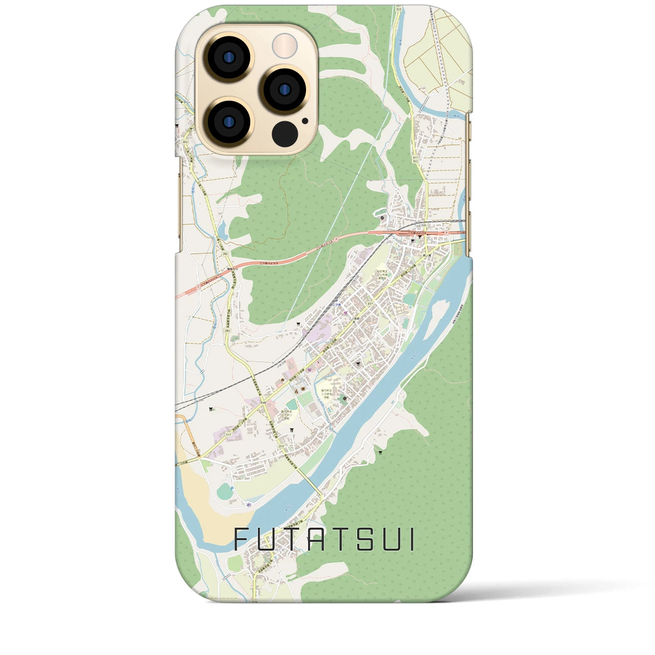 【二ツ井(秋田県)】地図柄iPhoneケース(バックカバータイプ)