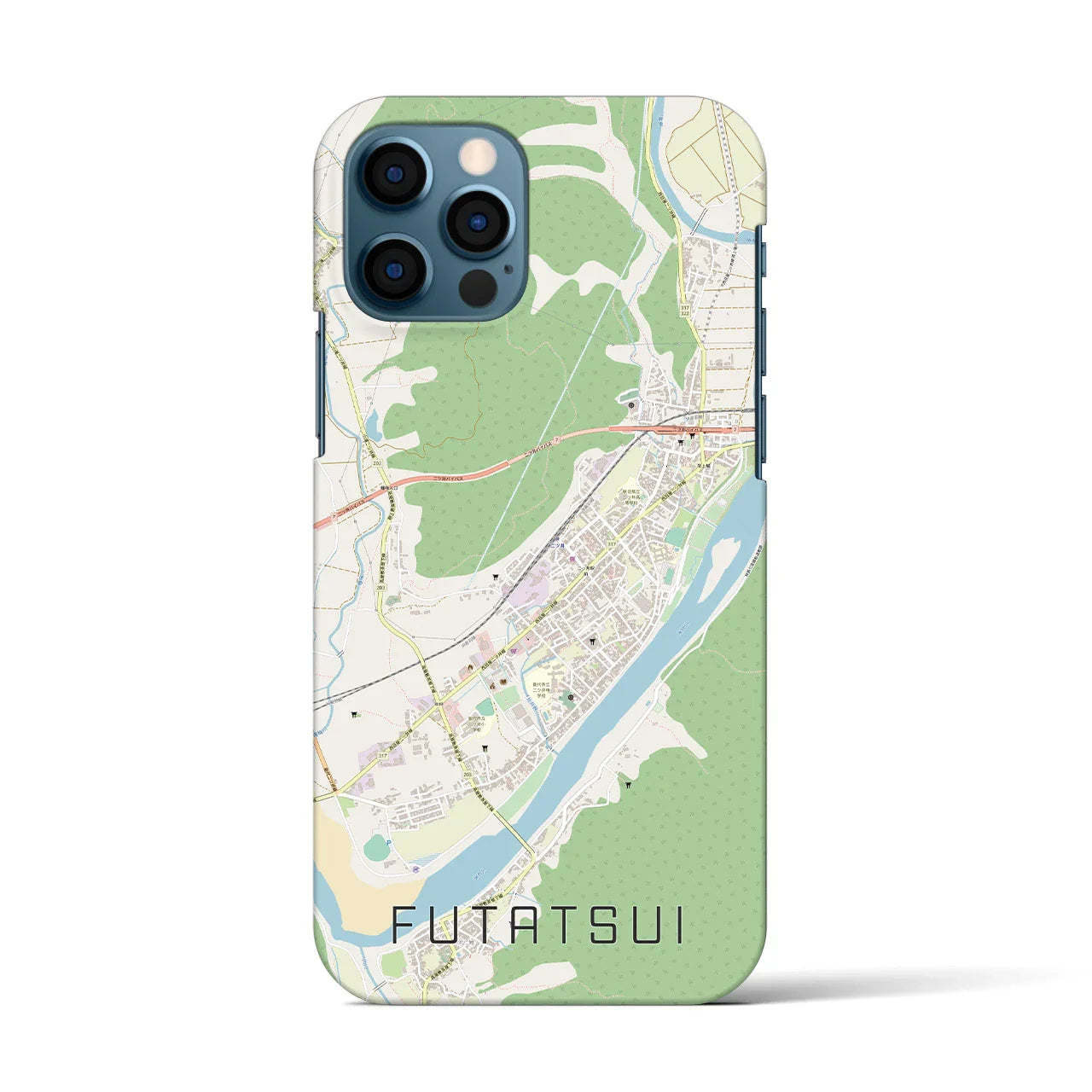 【二ツ井(秋田県)】地図柄iPhoneケース(バックカバータイプ)