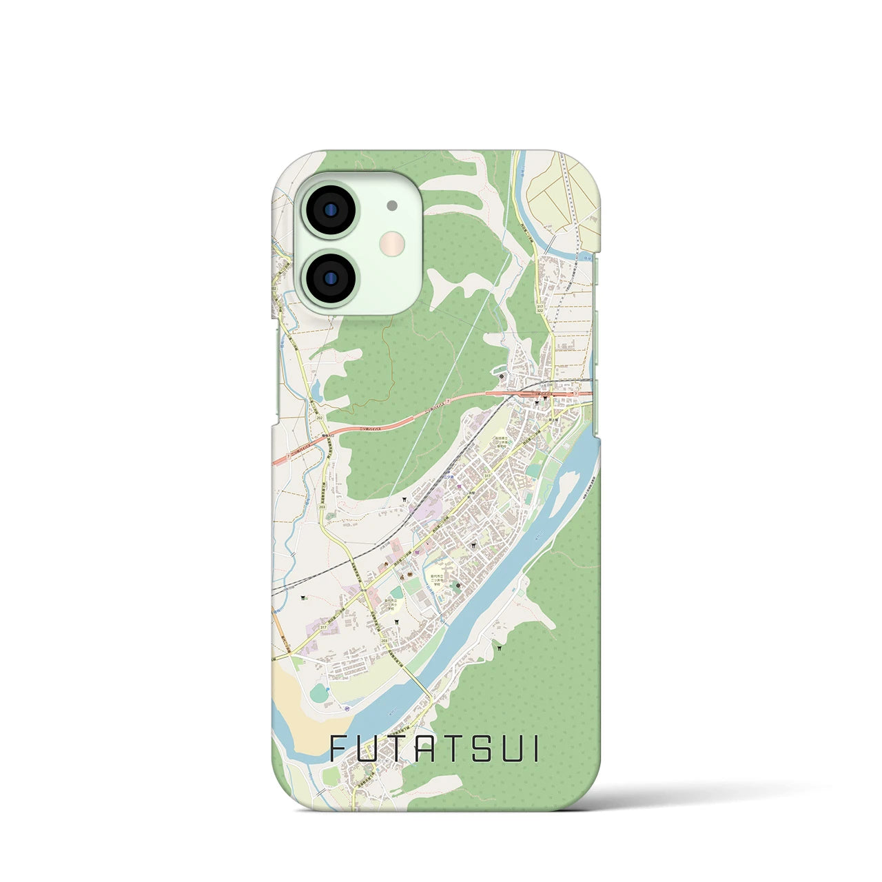 【二ツ井(秋田県)】地図柄iPhoneケース(バックカバータイプ)