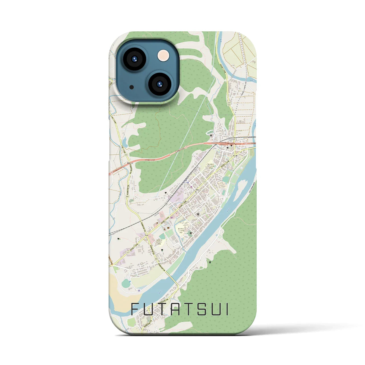 【二ツ井(秋田県)】地図柄iPhoneケース(バックカバータイプ)