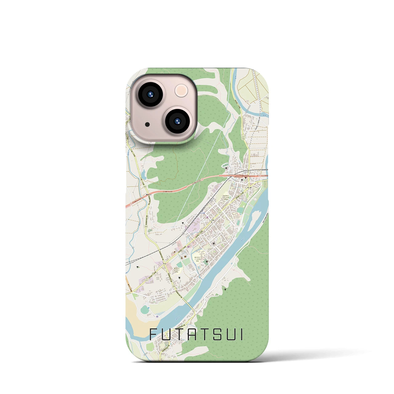 【二ツ井(秋田県)】地図柄iPhoneケース(バックカバータイプ)