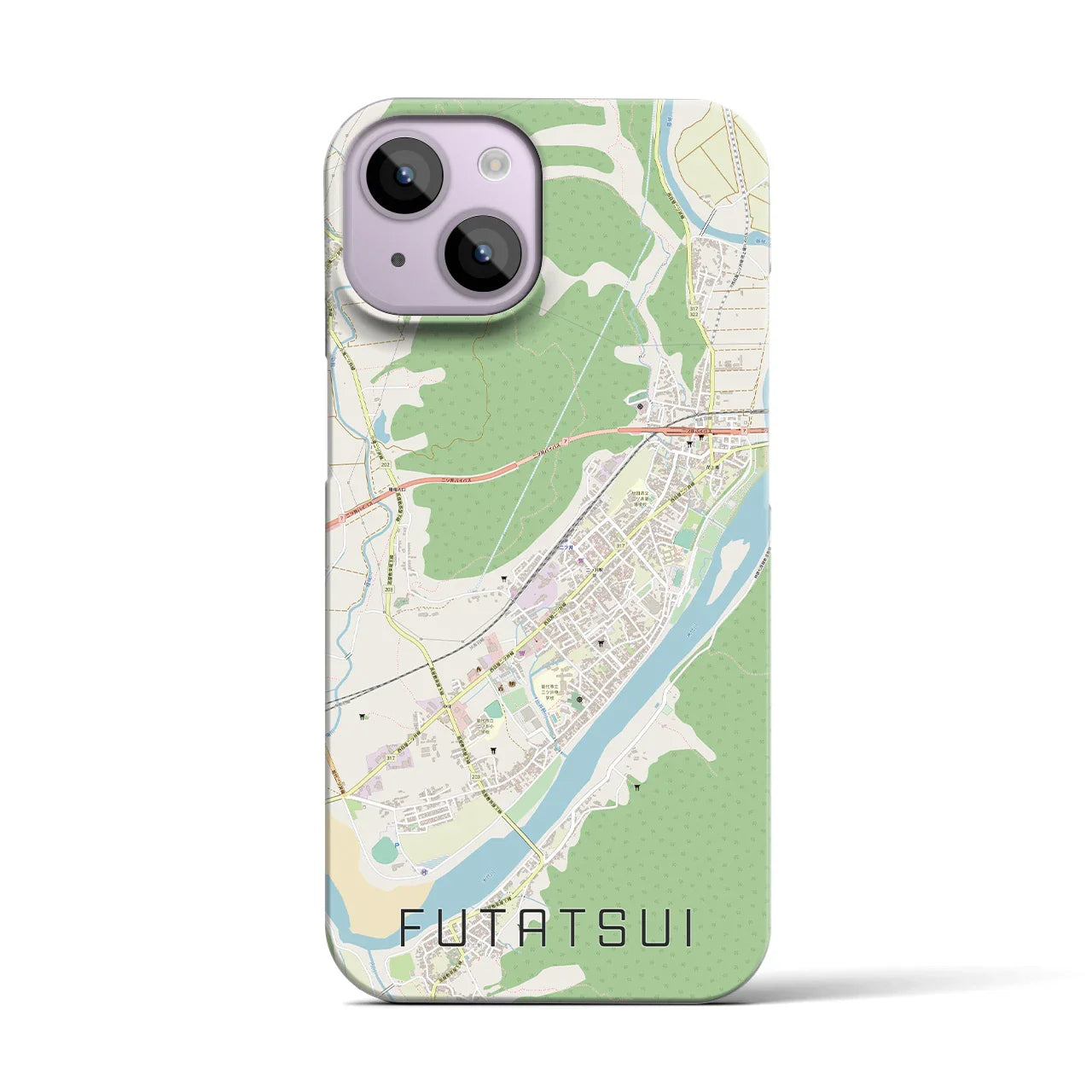 【二ツ井(秋田県)】地図柄iPhoneケース(バックカバータイプ)