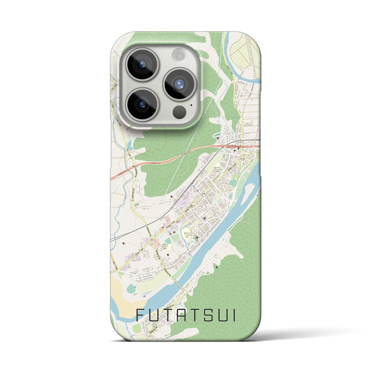 【二ツ井(秋田県)】地図柄iPhoneケース(バックカバータイプ)