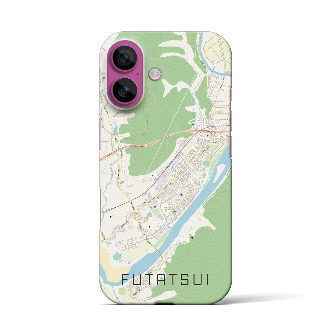 【二ツ井(秋田県)】地図柄iPhoneケース(バックカバータイプ)