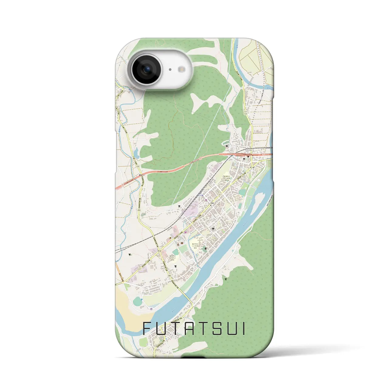 【二ツ井(秋田県)】地図柄iPhoneケース(バックカバータイプ)