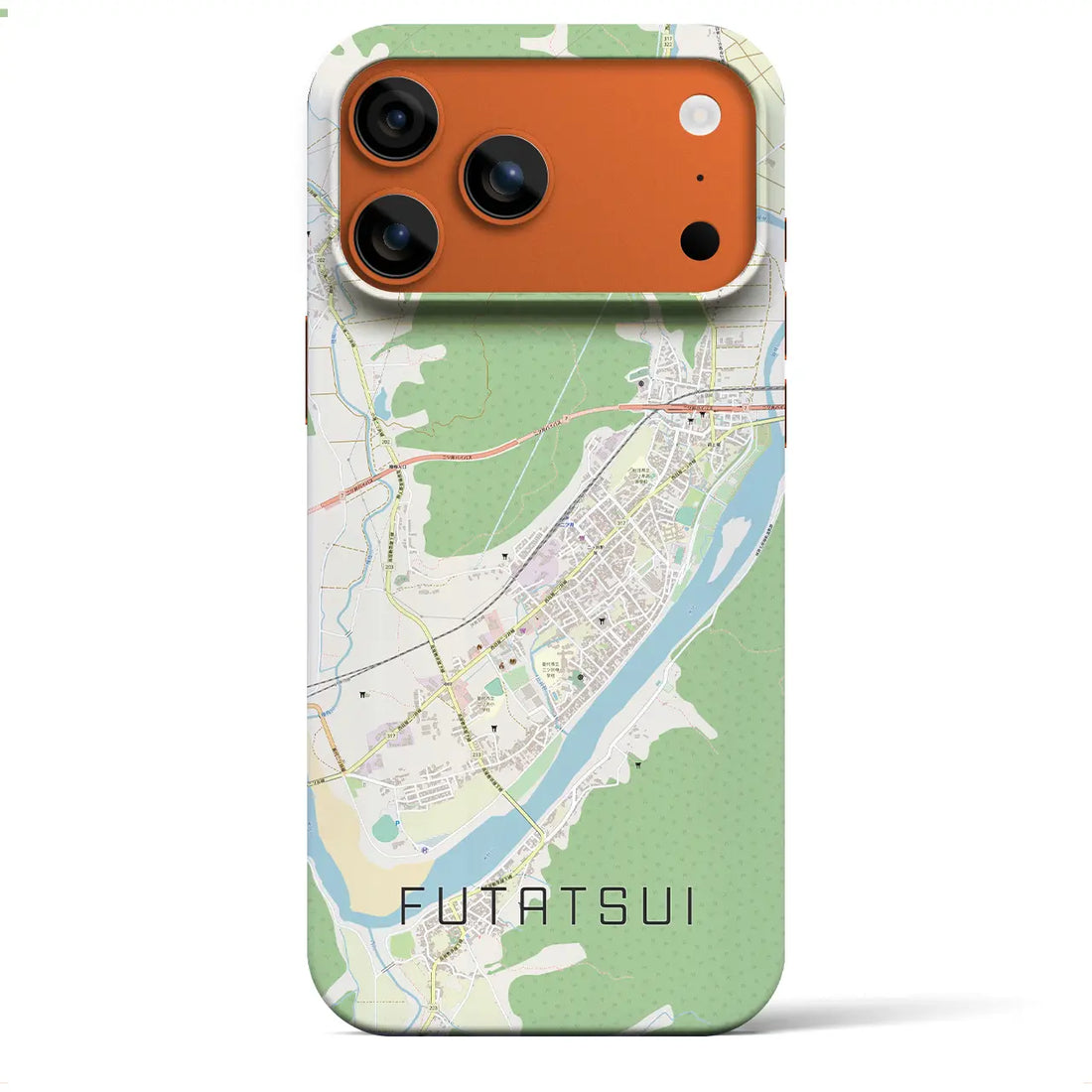 【二ツ井(秋田県)】地図柄iPhoneケース(バックカバータイプ)ナチュラル・iPhone 17 Pro Max 用