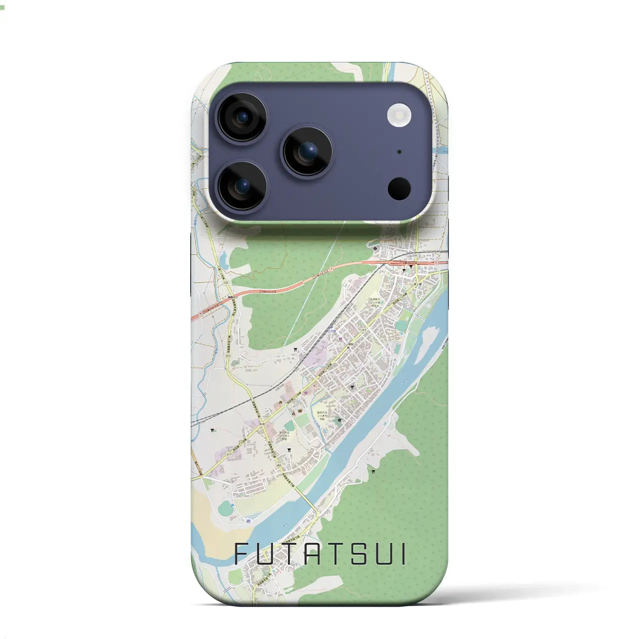 【二ツ井(秋田県)】地図柄iPhoneケース(バックカバータイプ)