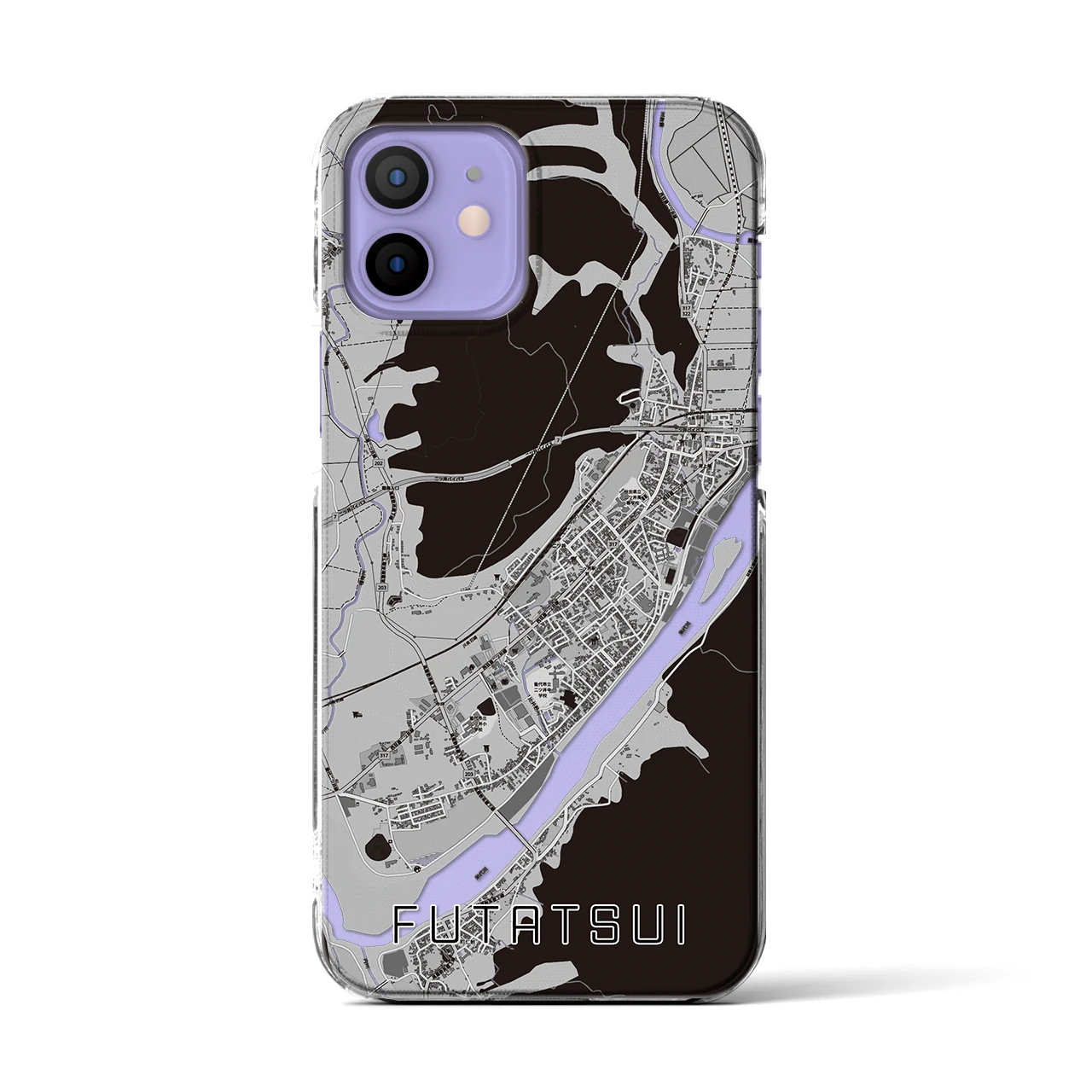 【二ツ井(秋田県)】地図柄iPhoneケース(クリアタイプ)