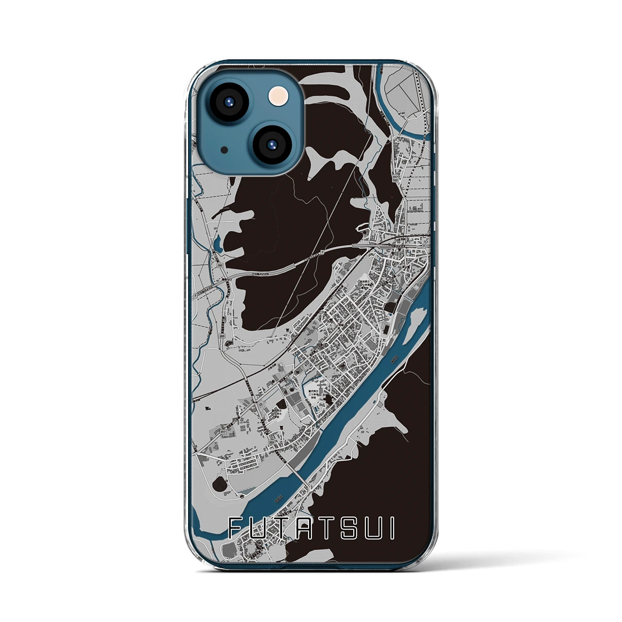 【二ツ井(秋田県)】地図柄iPhoneケース(クリアタイプ)